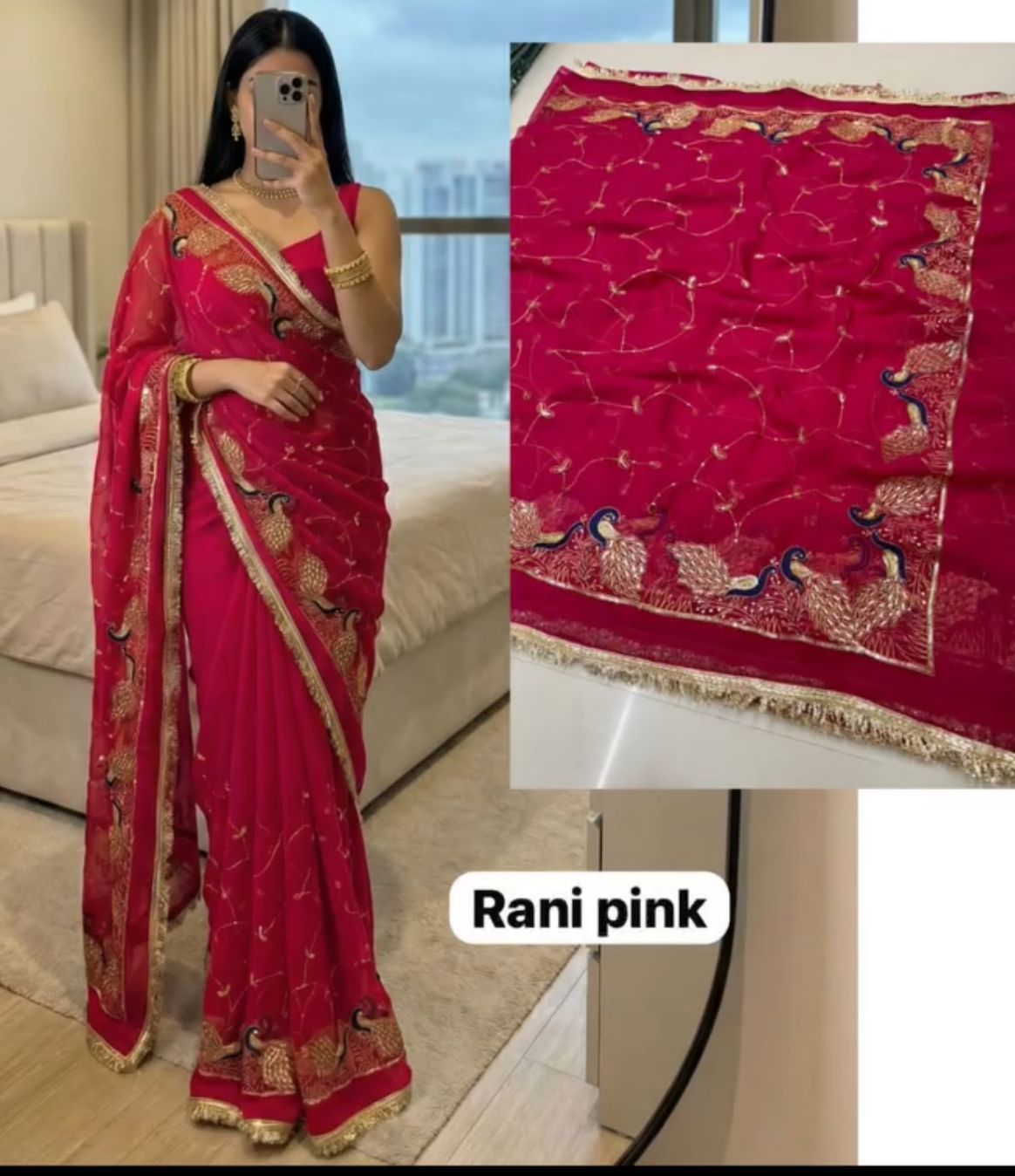 Georgette Sequence Rajwadi Saree