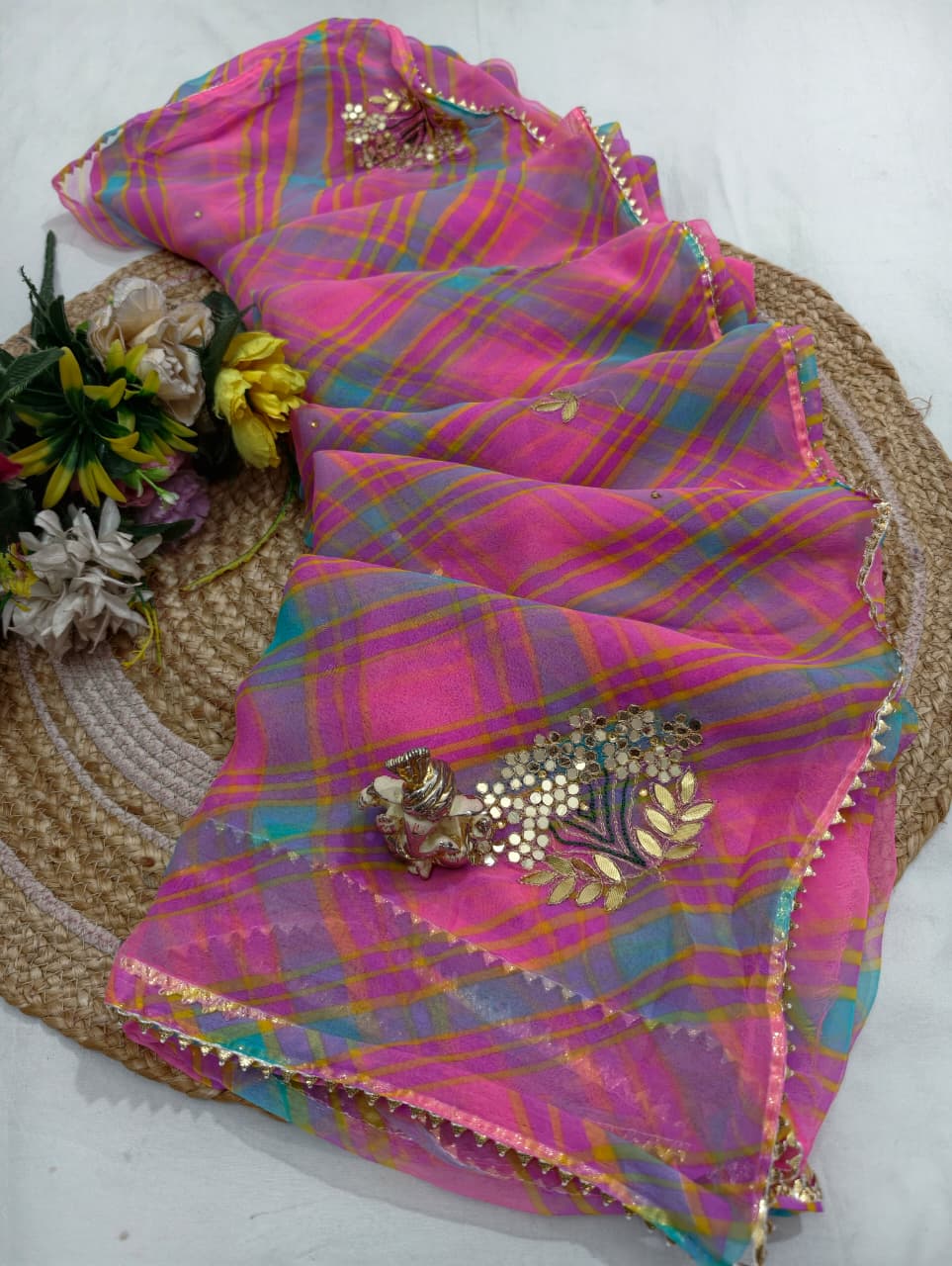 Shubh Sarees - Lehriya Georgette Saree