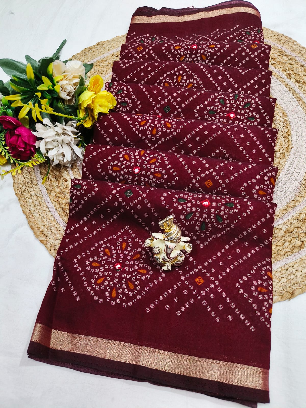 Shubh Sarees - Malmal Mirror Saree