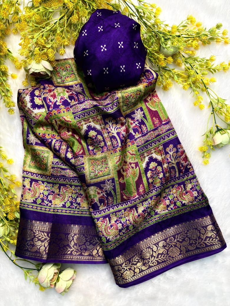 Ajrakh Georgette Saree