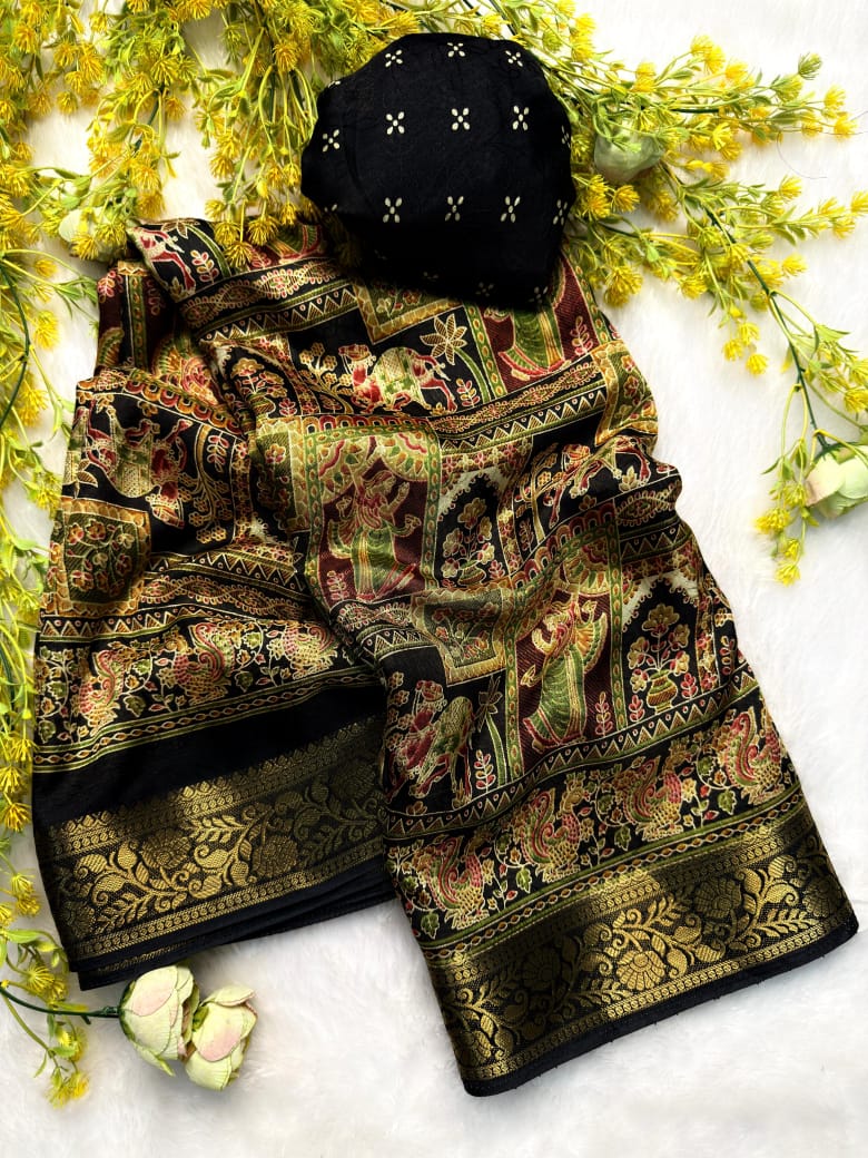 Ajrakh Georgette Saree