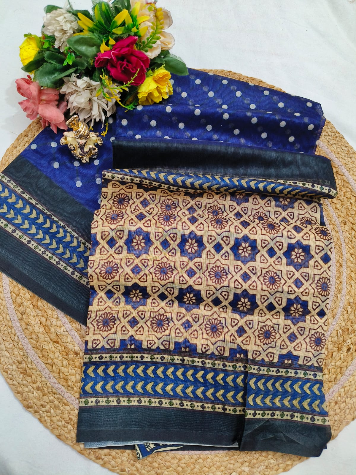 Ajrakh Linen Saree