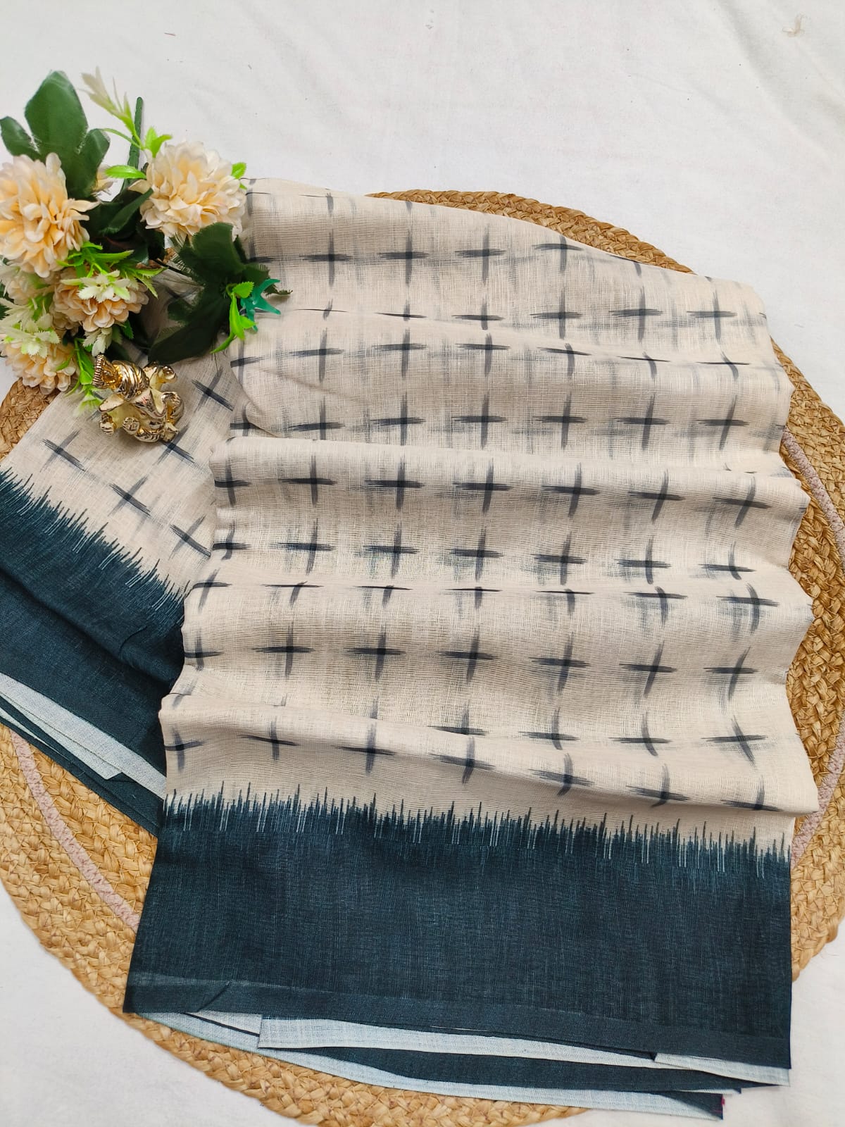 Ajrakh Linen Saree
