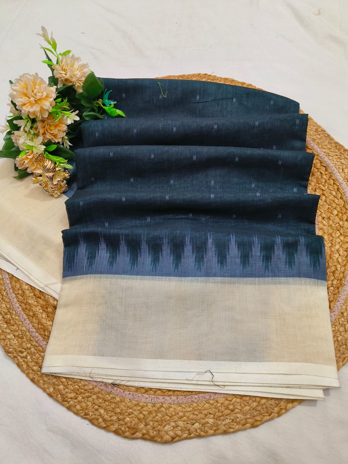Ajrakh Linen Saree