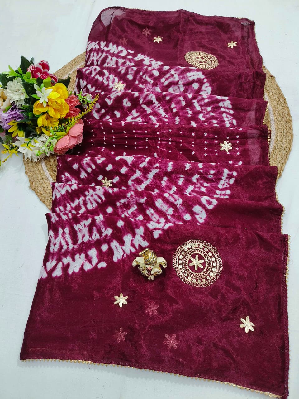 Shibori Chinon Saree