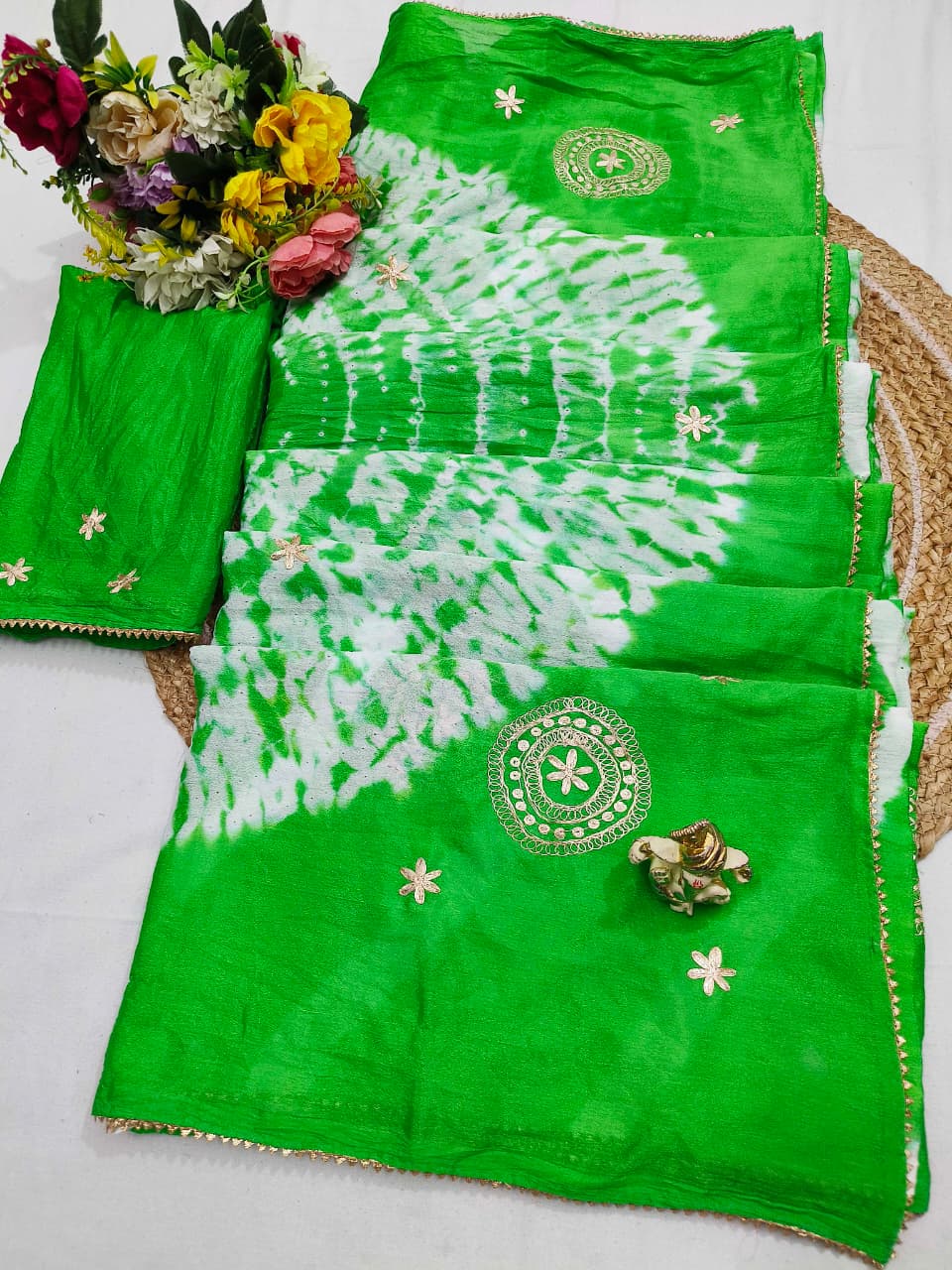 Shibori Chinon Saree