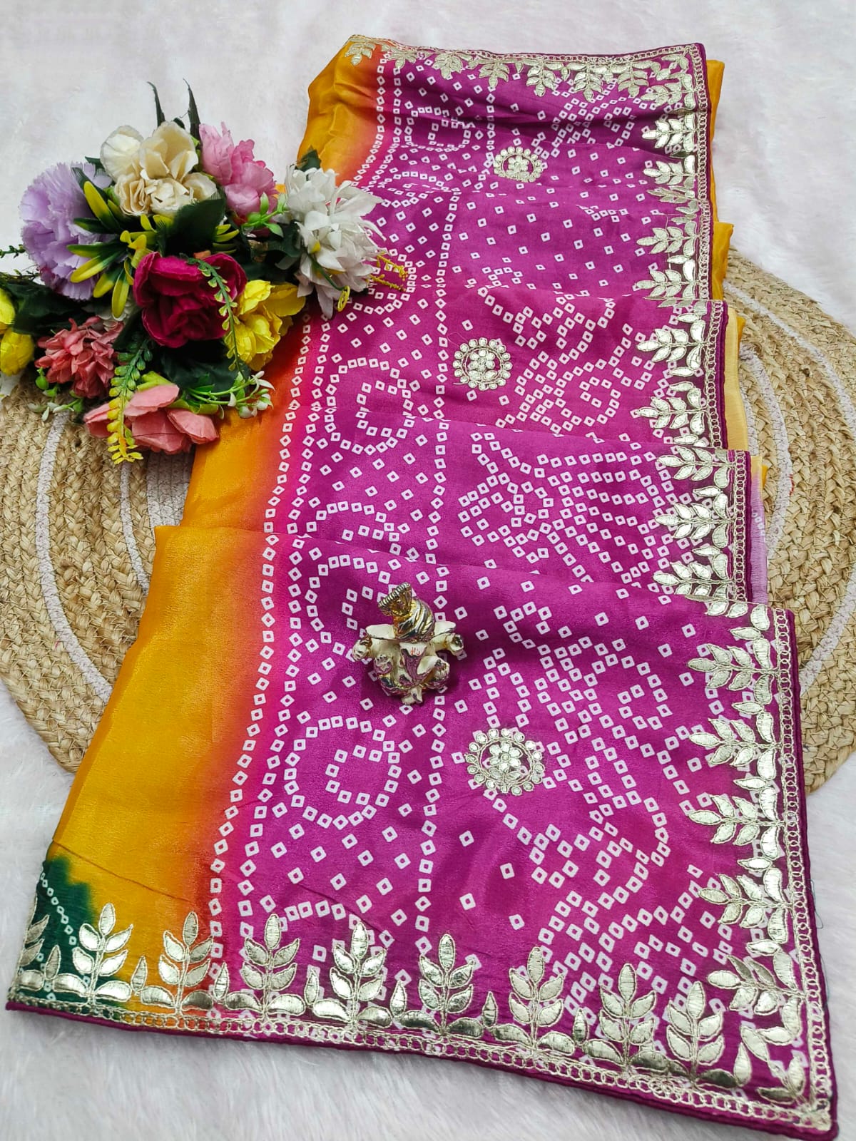 Bandhej Silk Saree