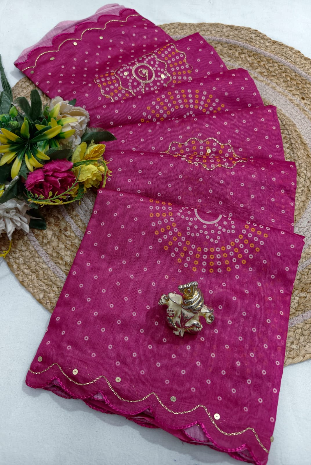 Malmal Work Saree
