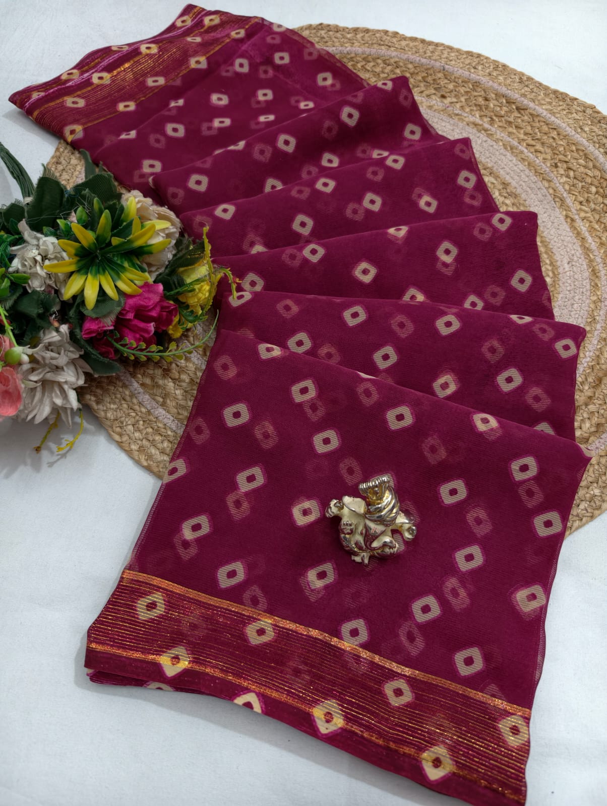 Bandhej Border Saree