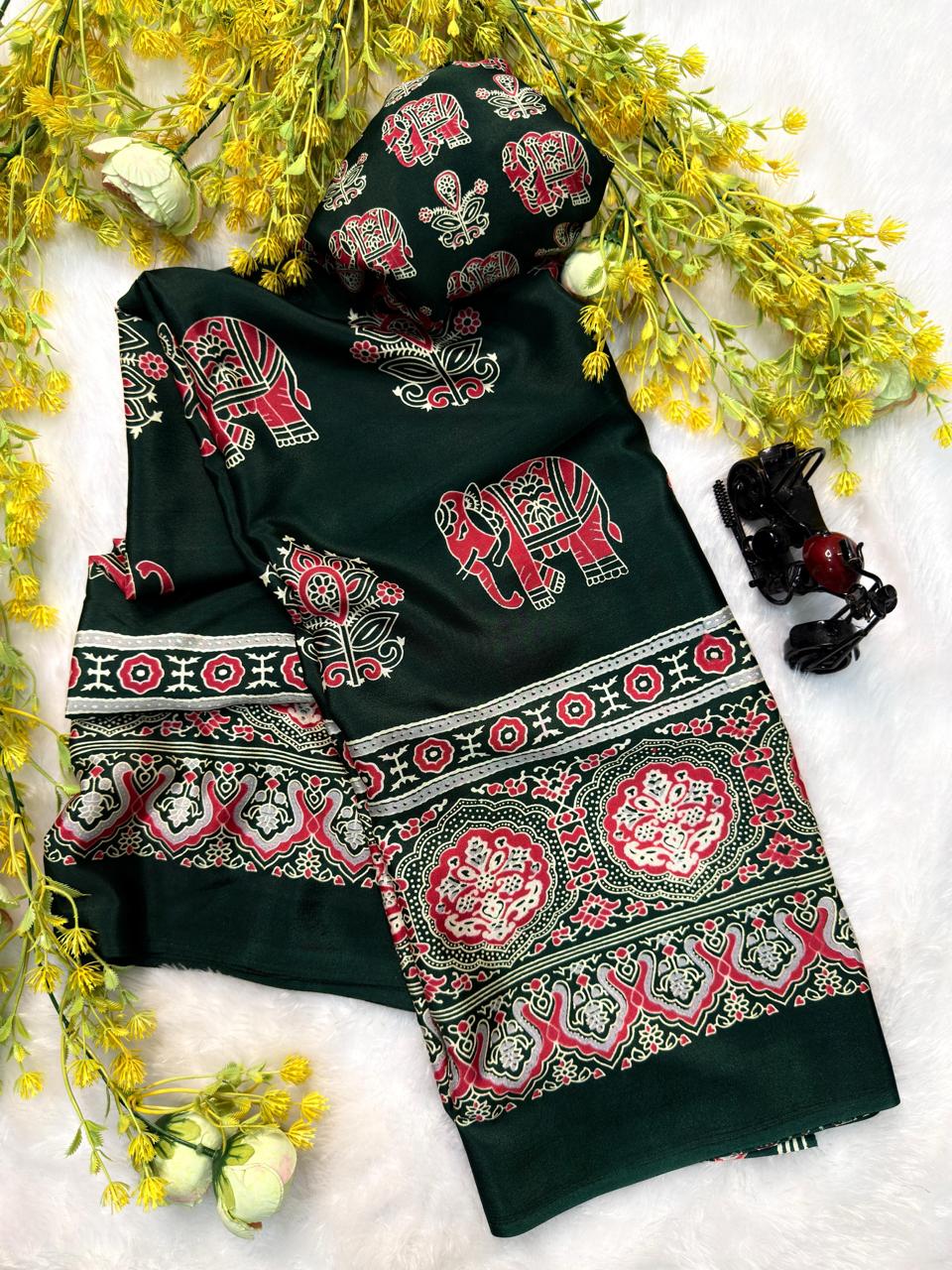Ajrakh Crepe Saree