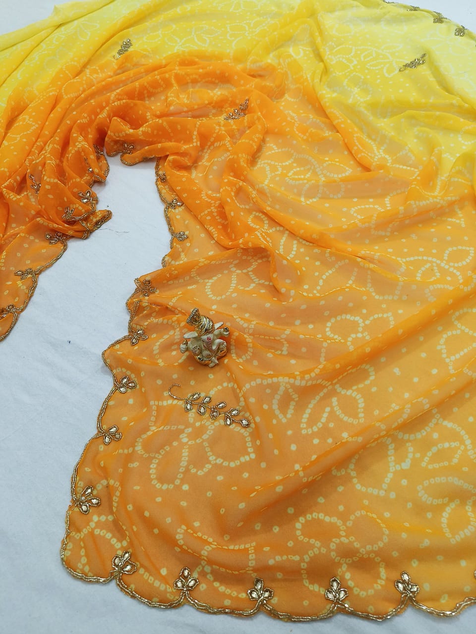 Shubh Sarees - Bandhani Handwork Saree