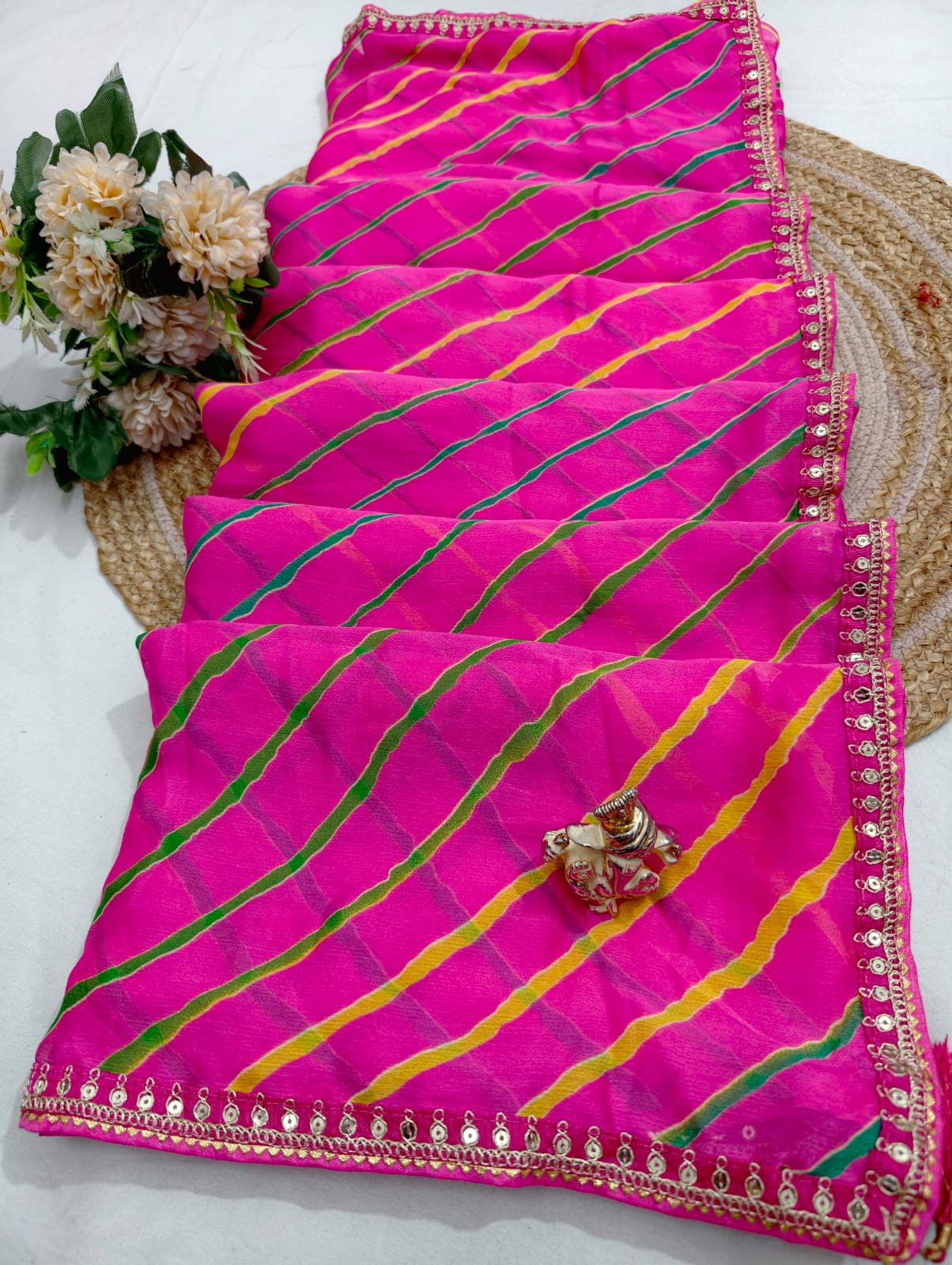 Shubh Sarees - Lehariya Georgette Saree