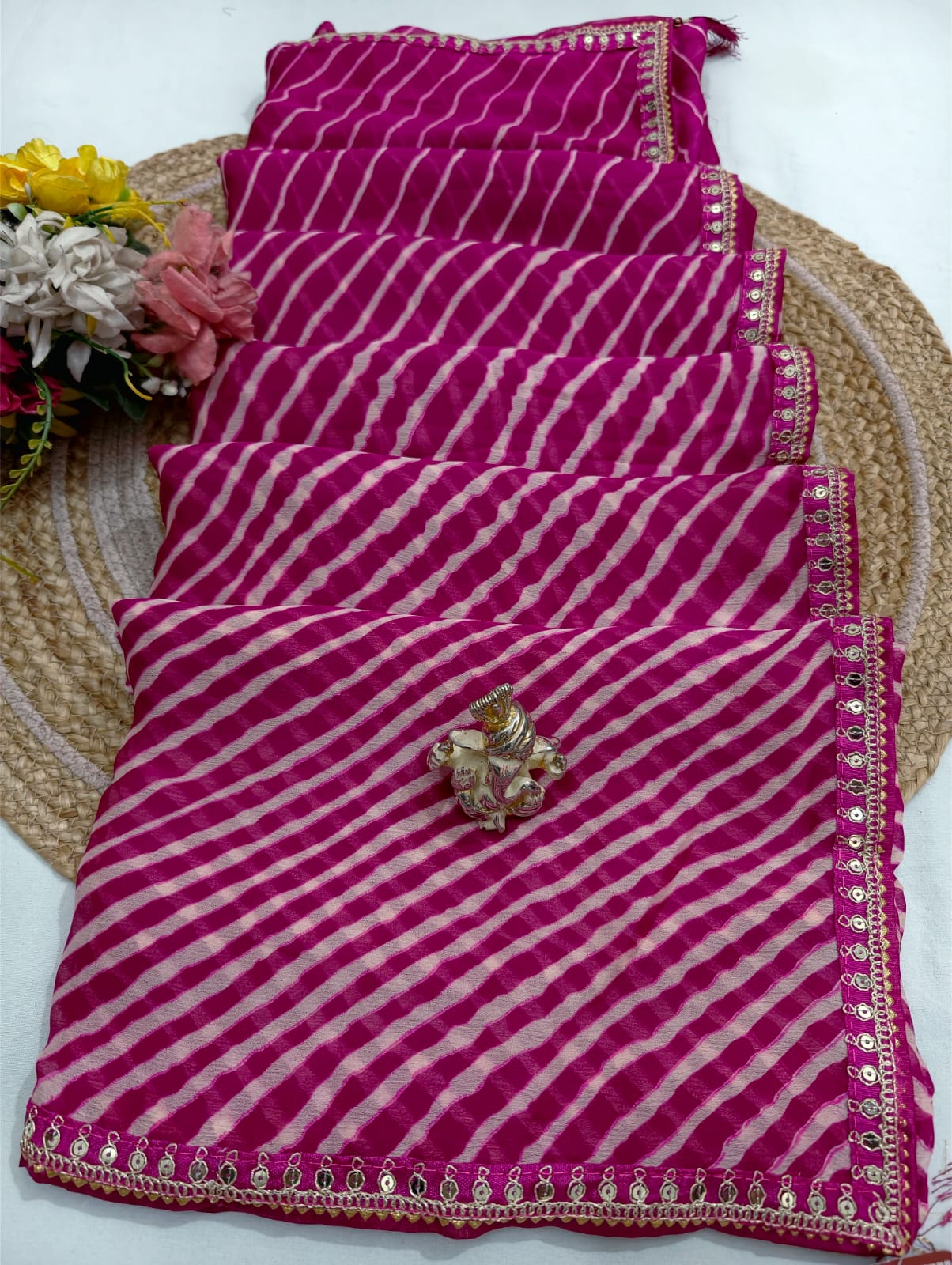 Shubh Sarees - Lehariya Georgette Saree