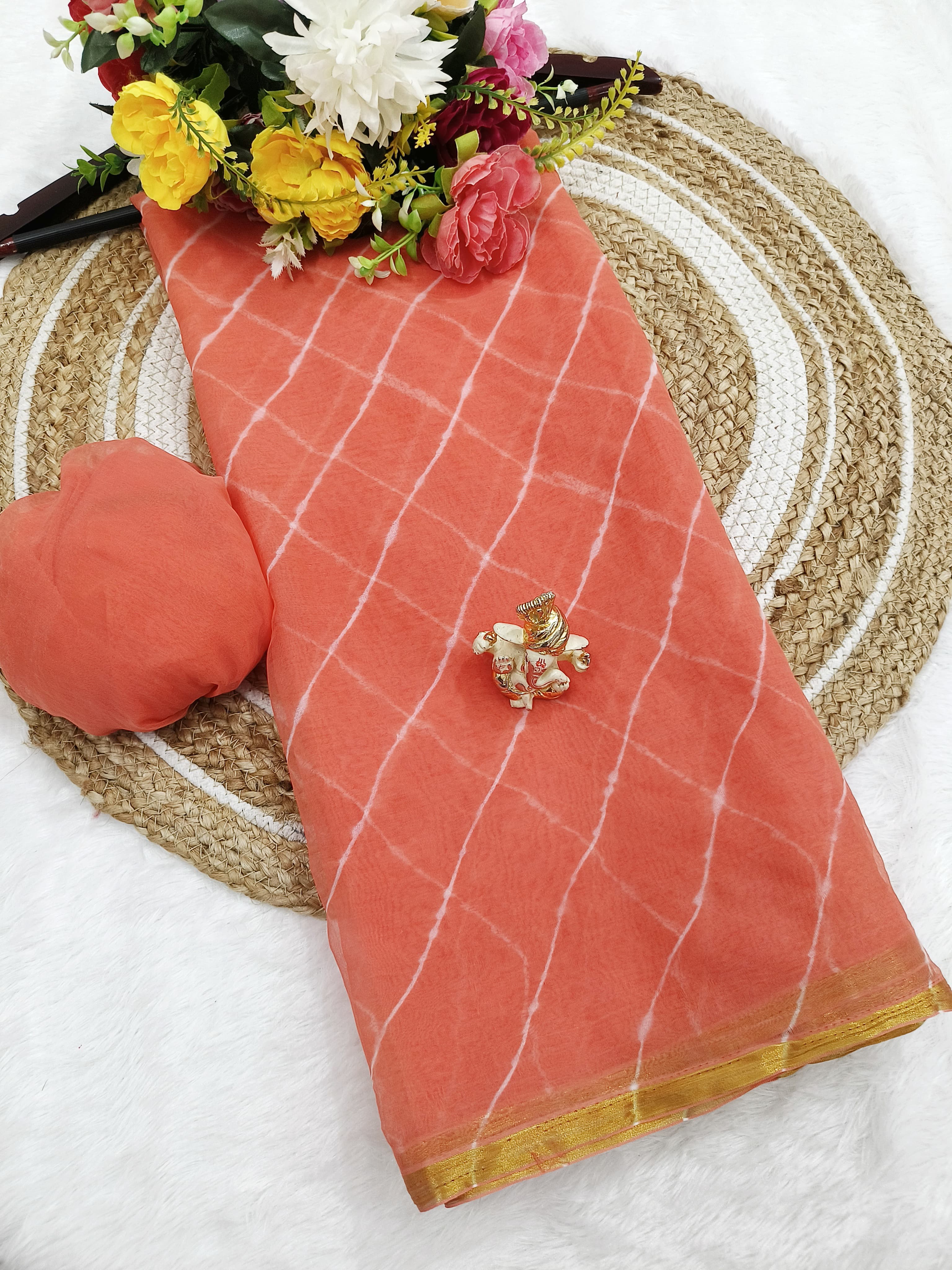 Shubh Sarees - Georgette Gota Work Saree