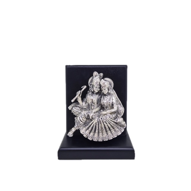 999 Silver Radha-Krishna Sitting Idol
