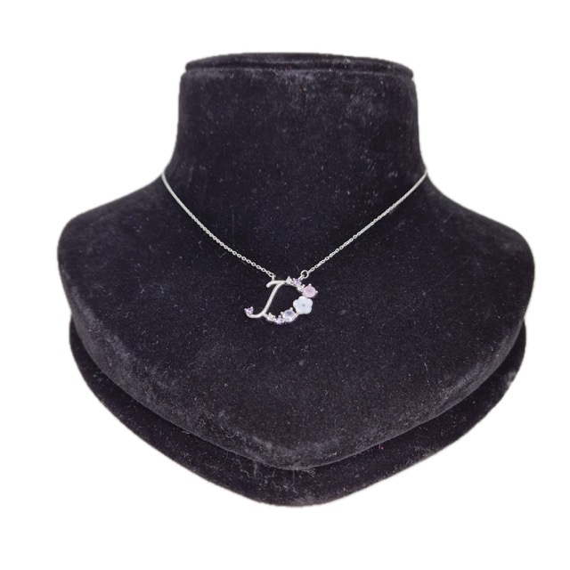 Suraj Bhan Jewellery Hub - Silver Floral Initial 'D' Pendant Necklace