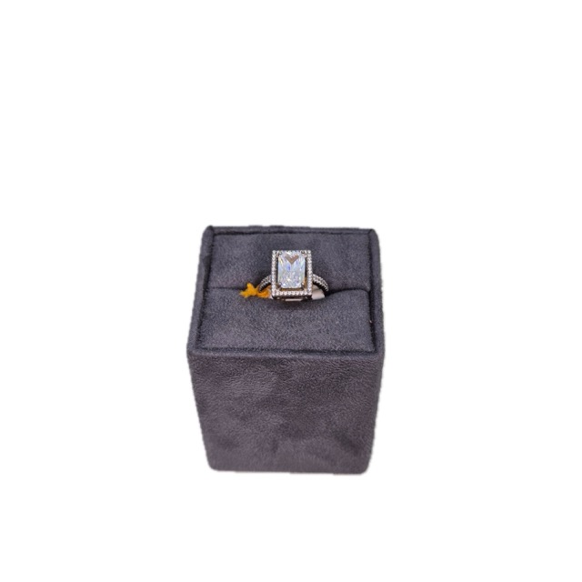 Silver Regal Emerald Halo Ring