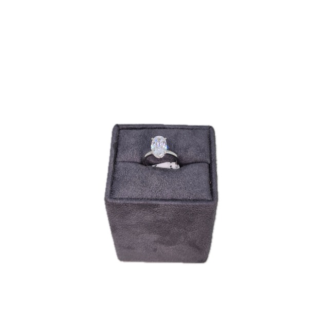 Silver Graceful Oval Solitaire Ring