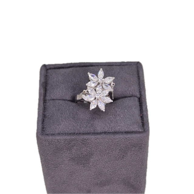 Suraj Bhan Jewellery Hub - Dual Flower Cluster Statement Ring