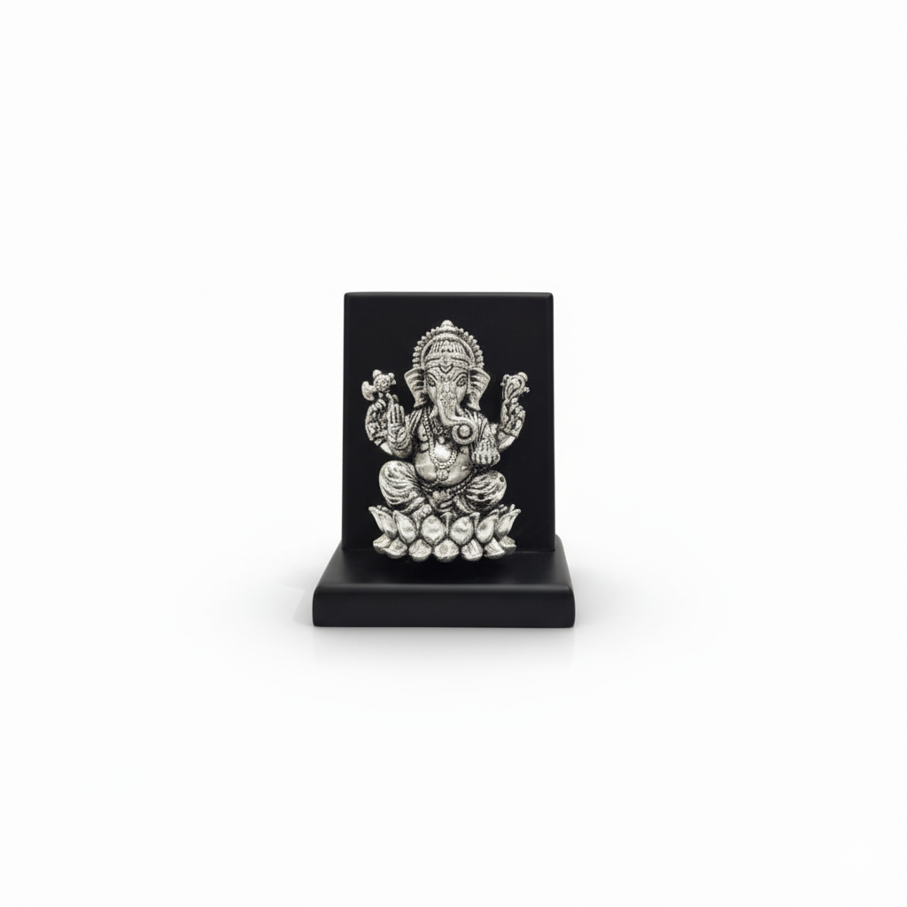 Suraj Bhan Jewellery Hub - 3D Silver Lotus Seated Ganesha Frame