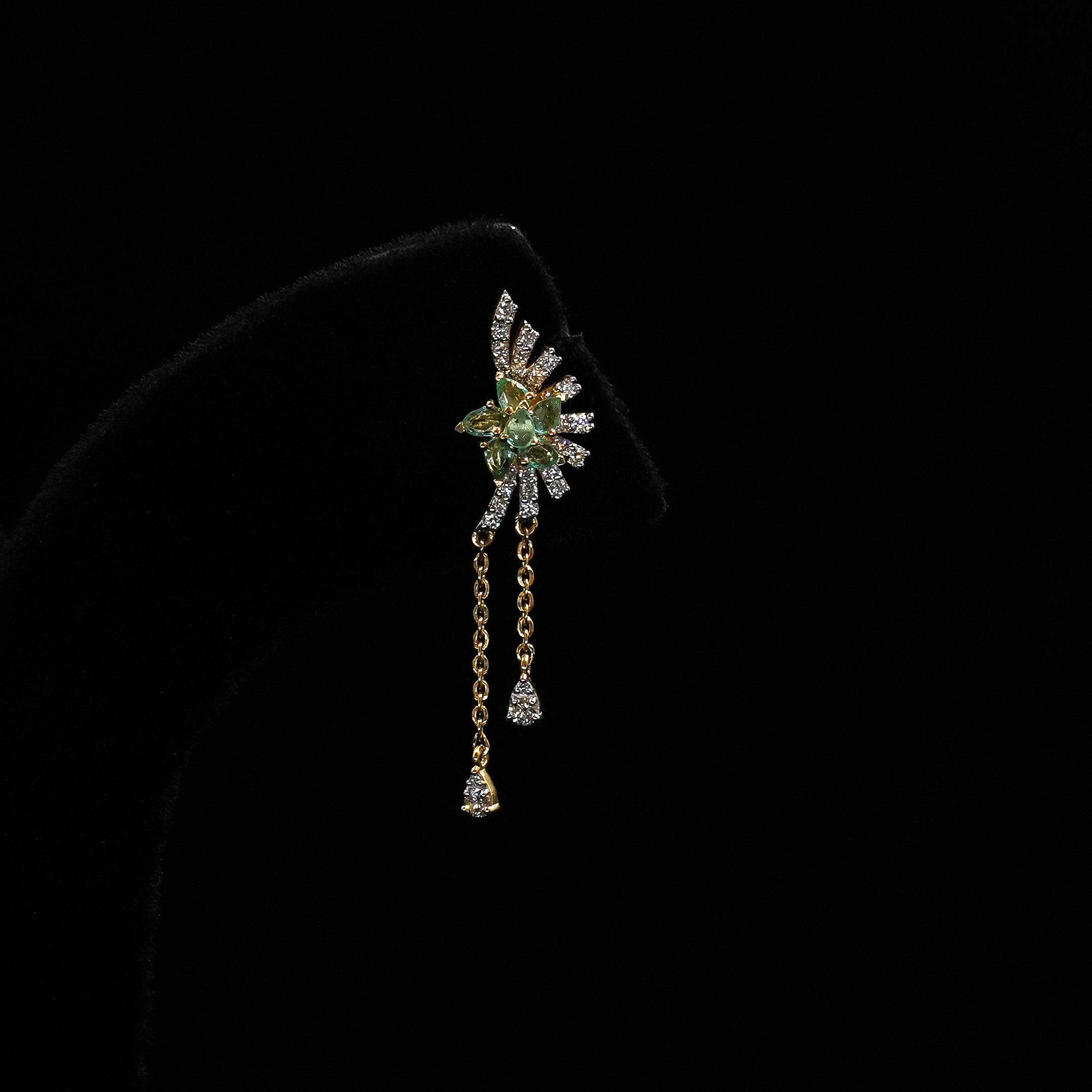 Diamond Emerald Dangle Earrings