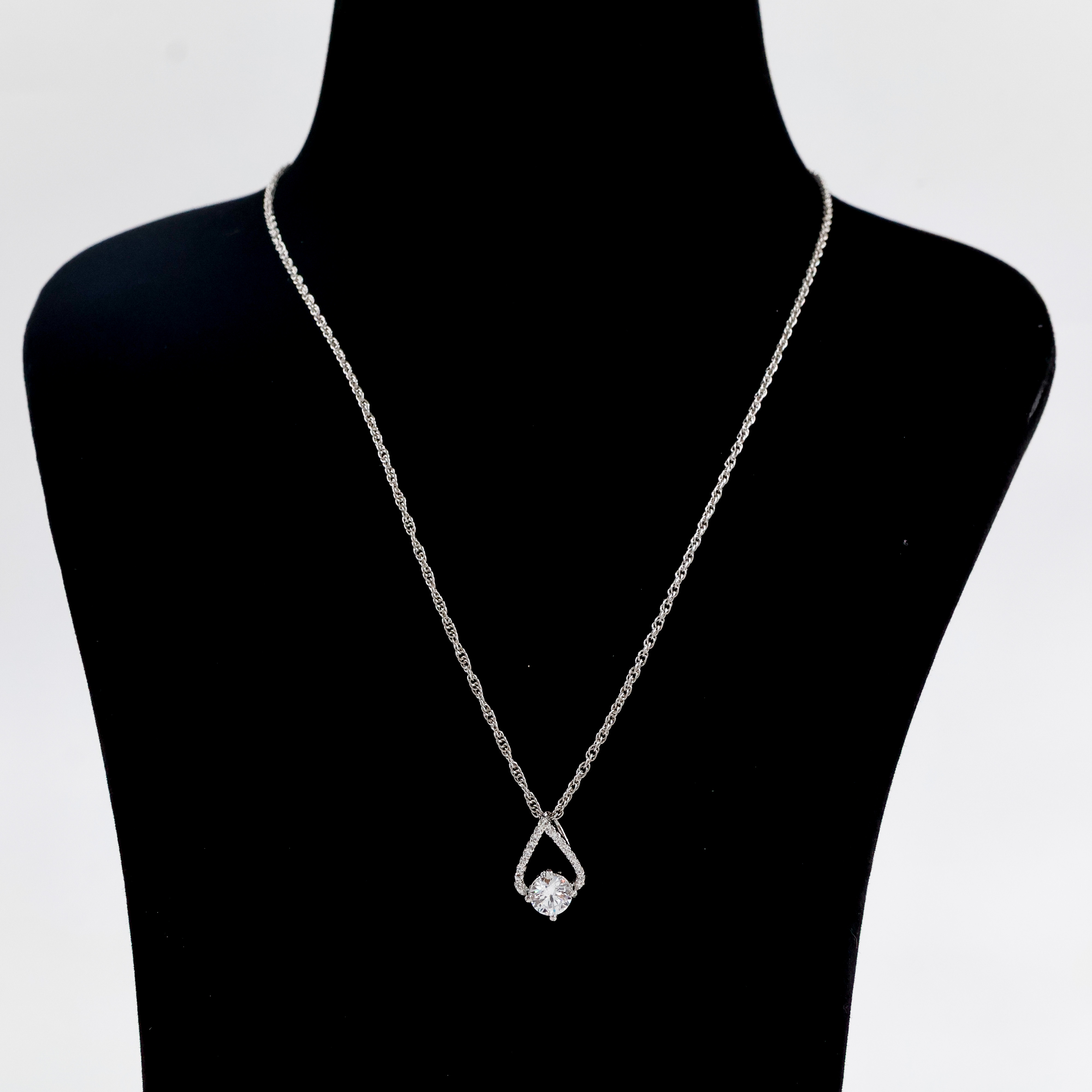 Silver Chain with Solitaire Pendant