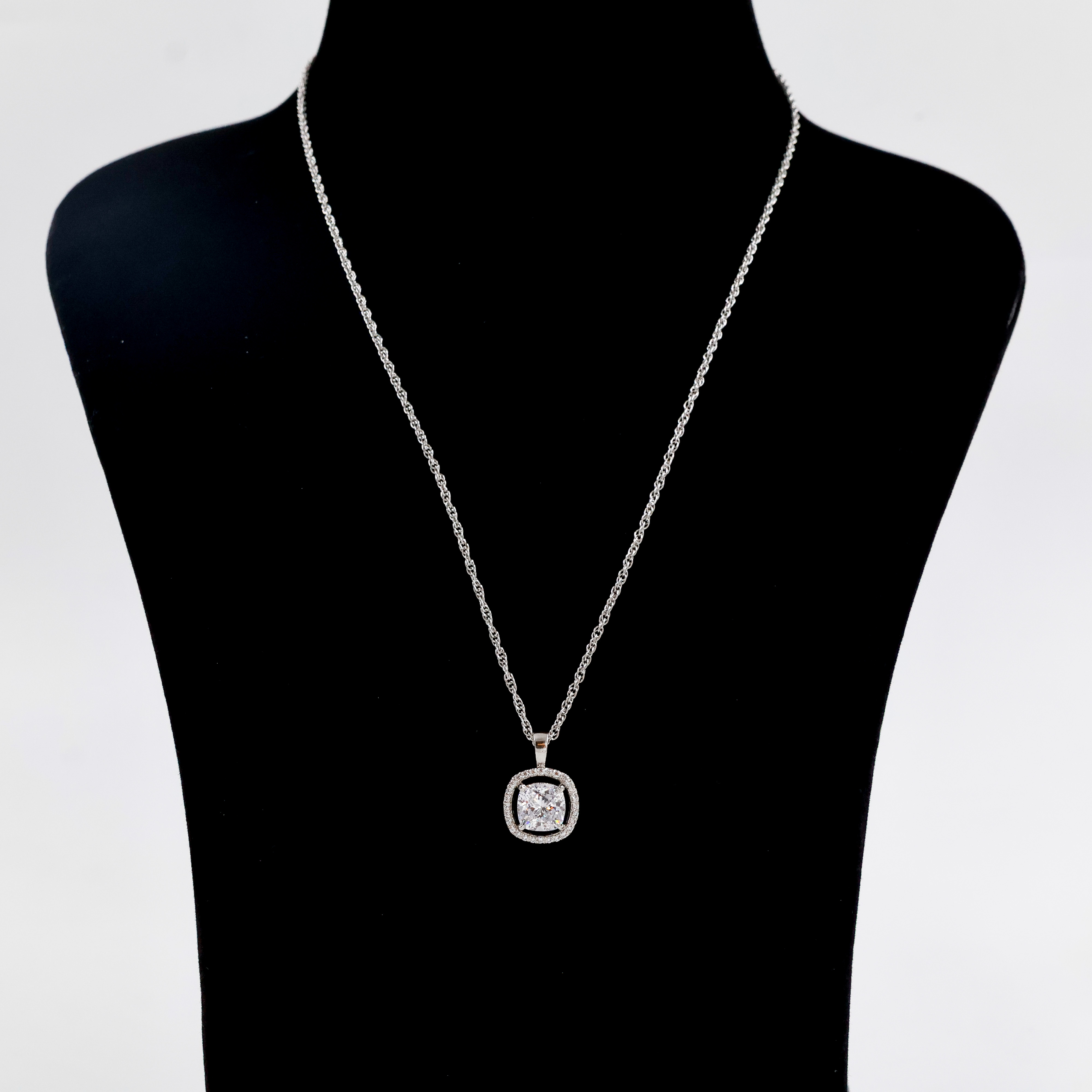 CZ Stone Pendant with Silver Chain
