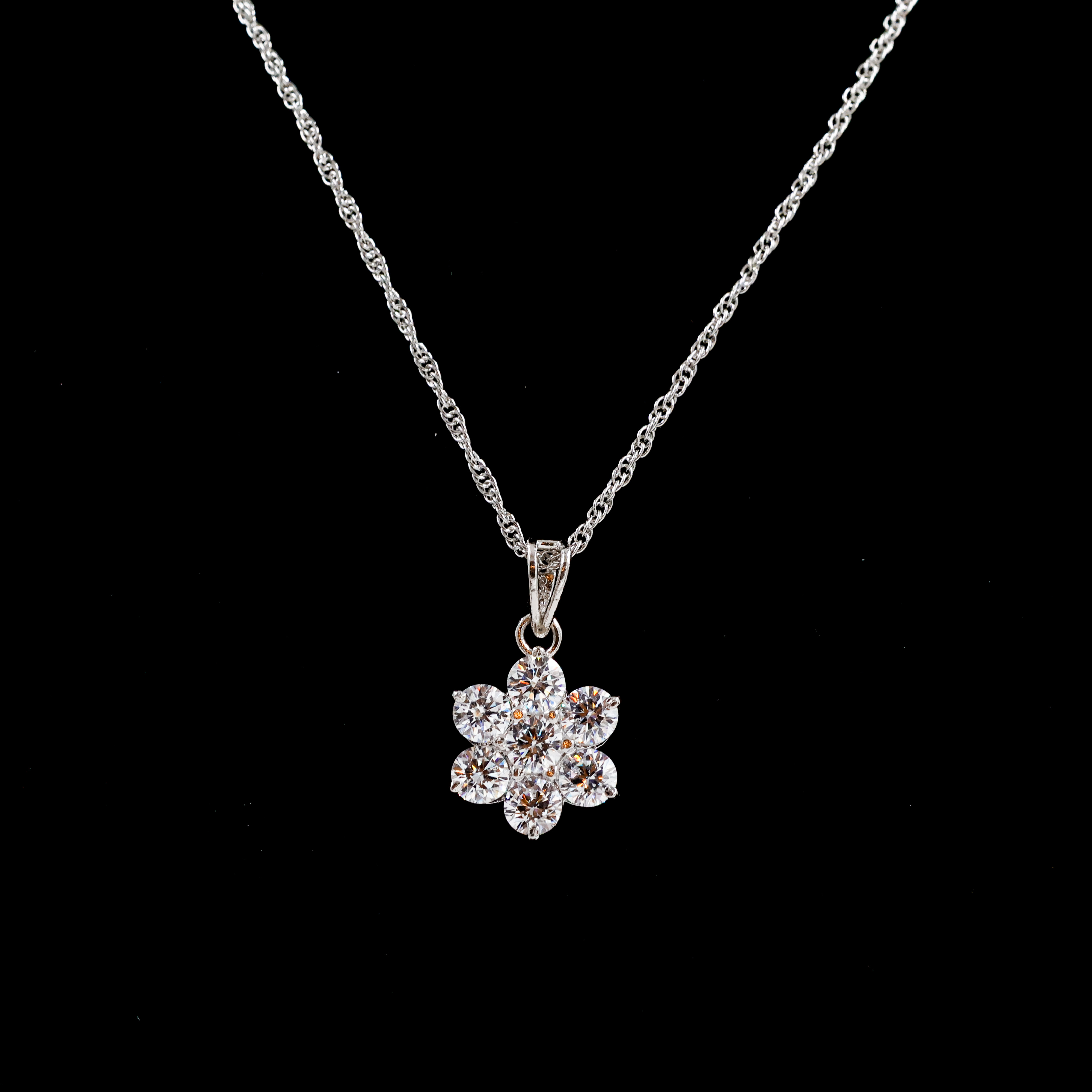 Flower Pendant with Silver Chain - Silver Chain With Locket
