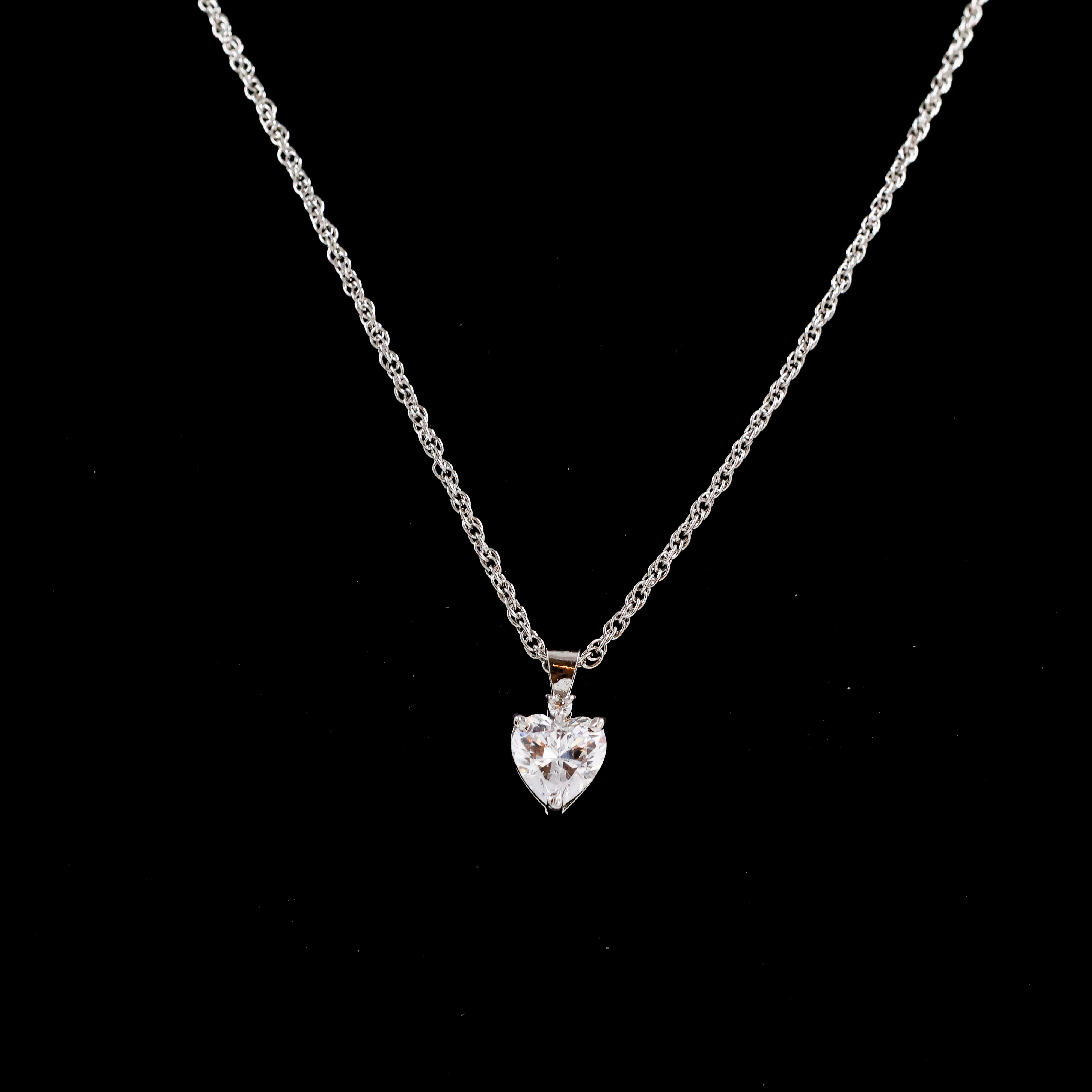Silver Chain with heart CZ Pendant - Silver Chain With Locket