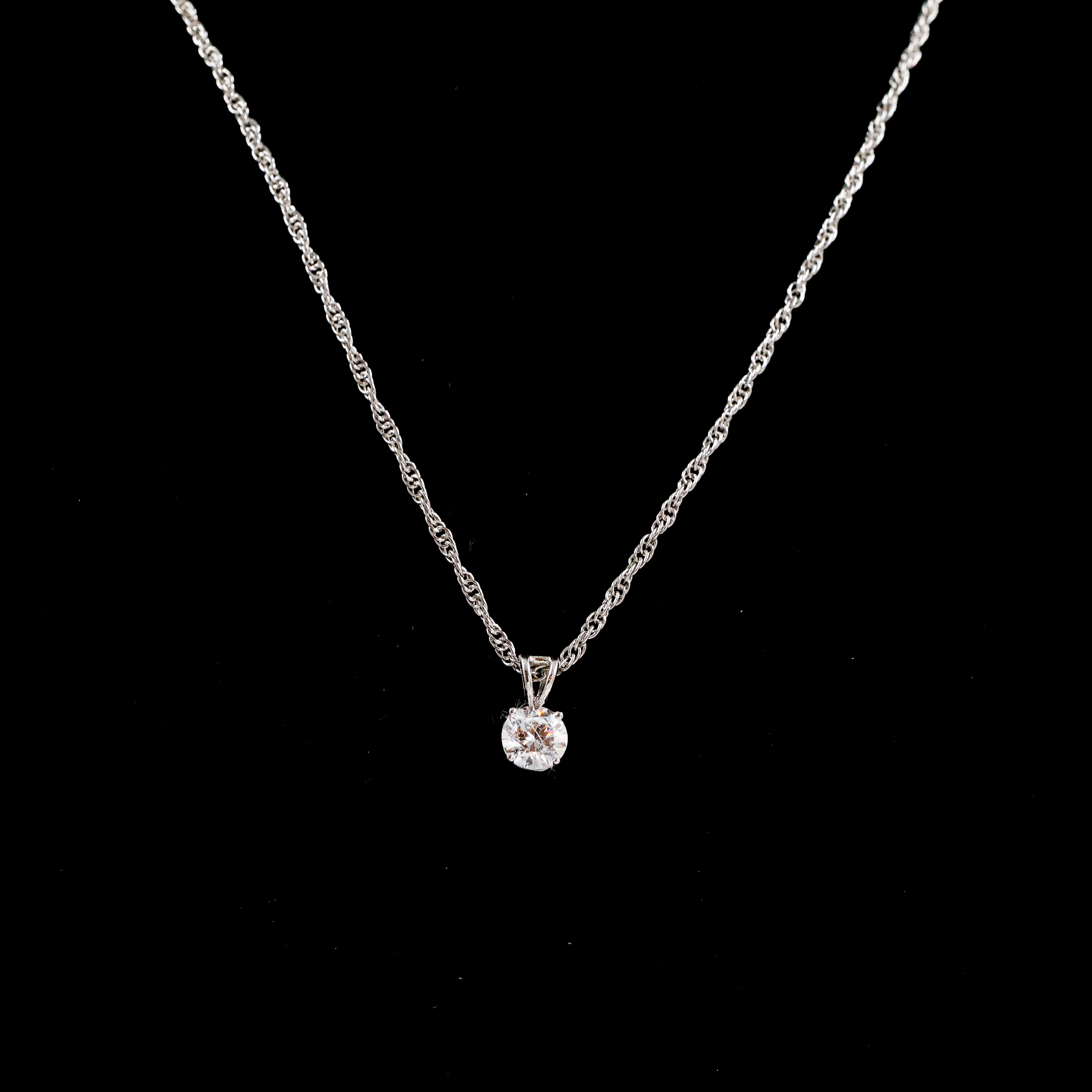 Silver Chain with CZ stone Pendant - Silver Chain With Locket