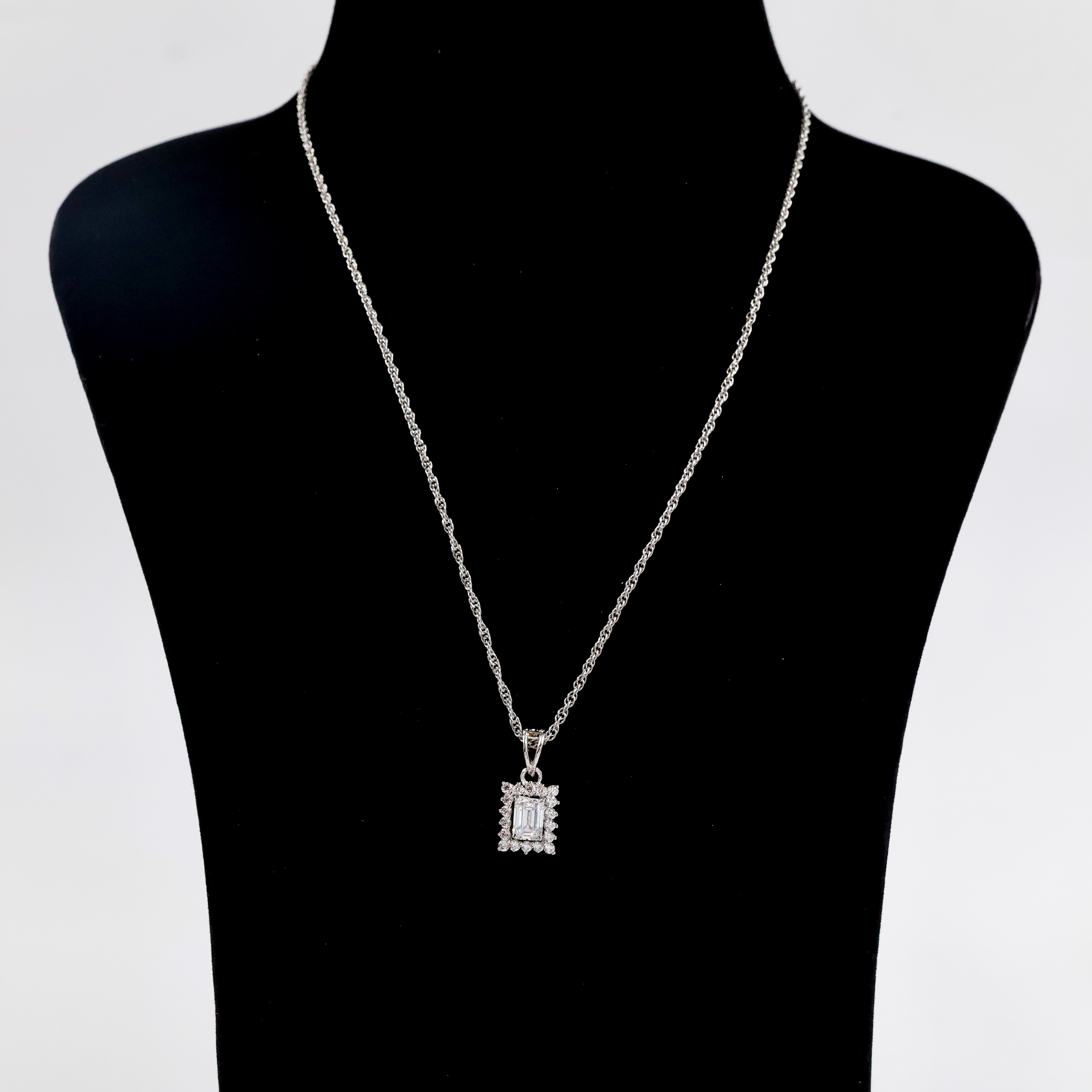 Silver Chain with Rectangle CZ pendant
