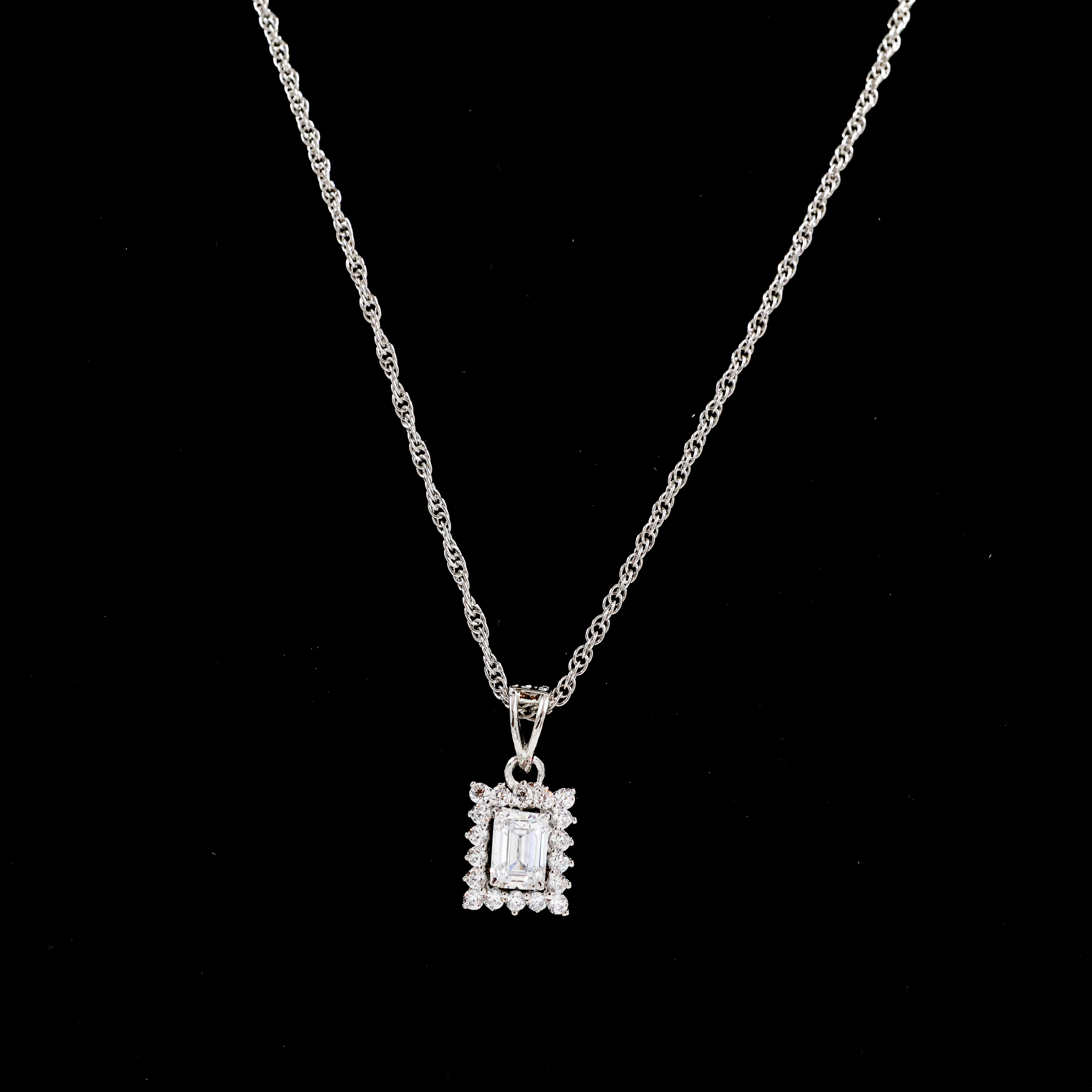 Silver Chain with Rectangle CZ pendant - Silver Chain With Locket