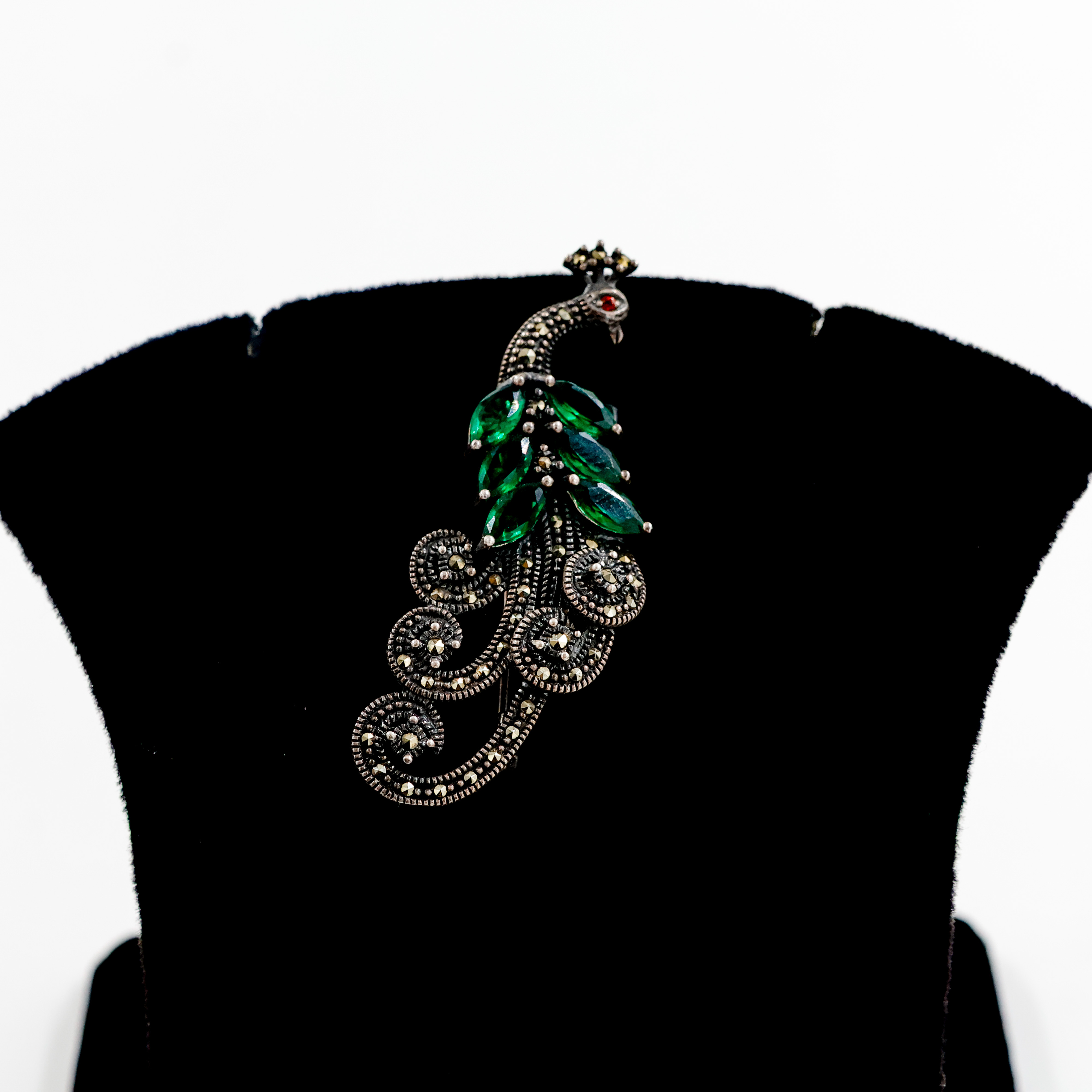 Silver Brooch With Peacock Design