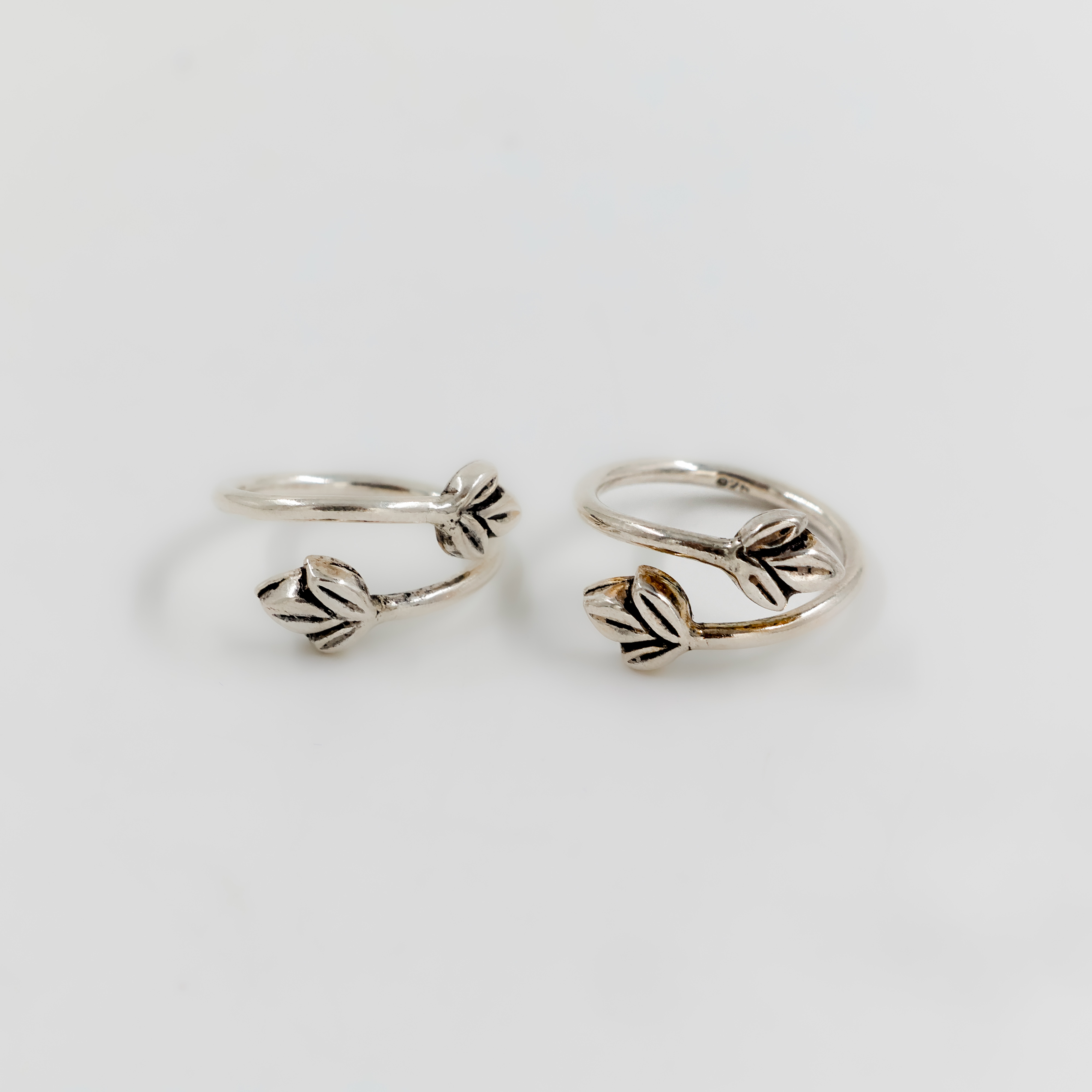 Twin Leaf Silver Toe Ring