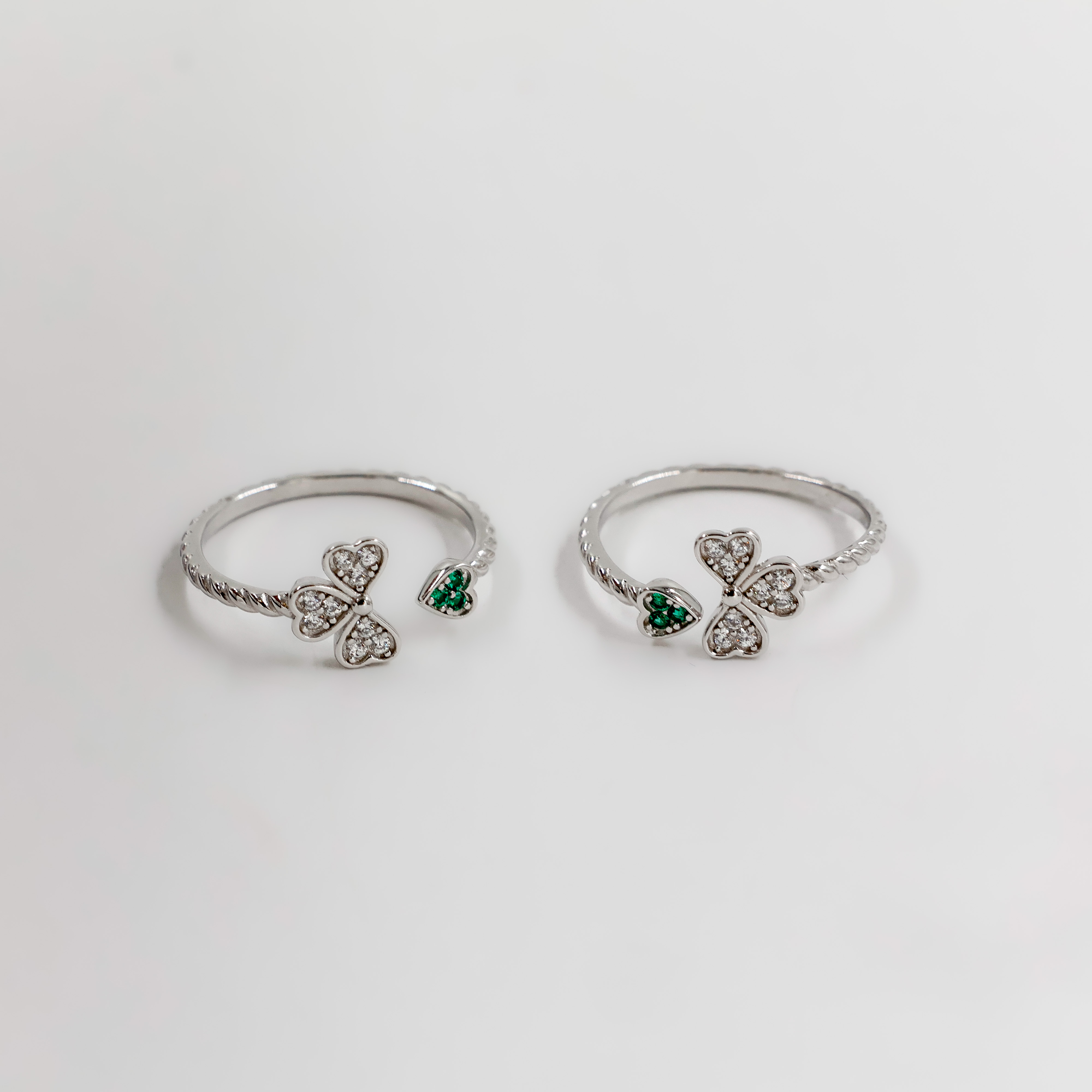 Clover Heart Silver Toe Ring