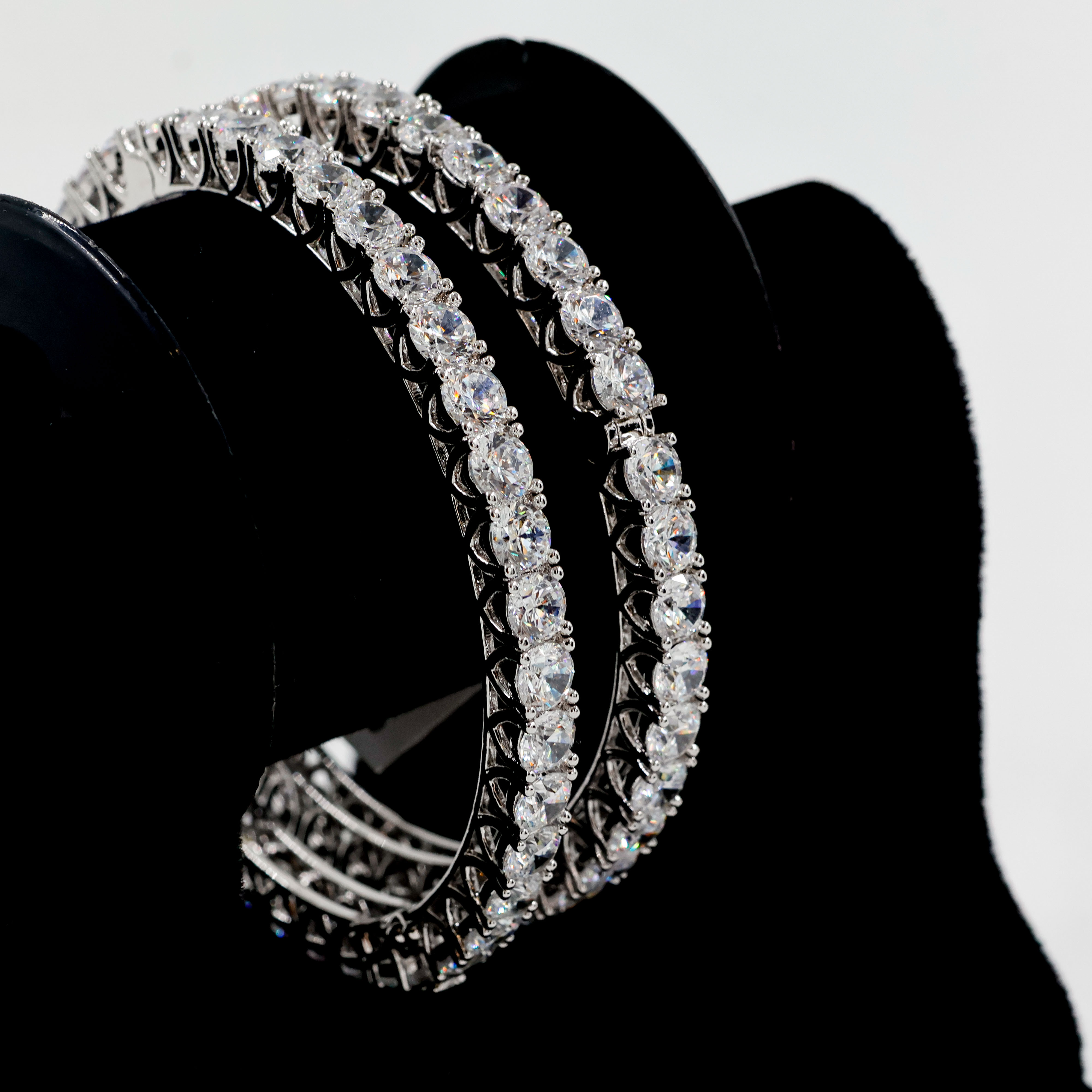 Dazzling American Diamond Silver Bangles - Silver Bangle