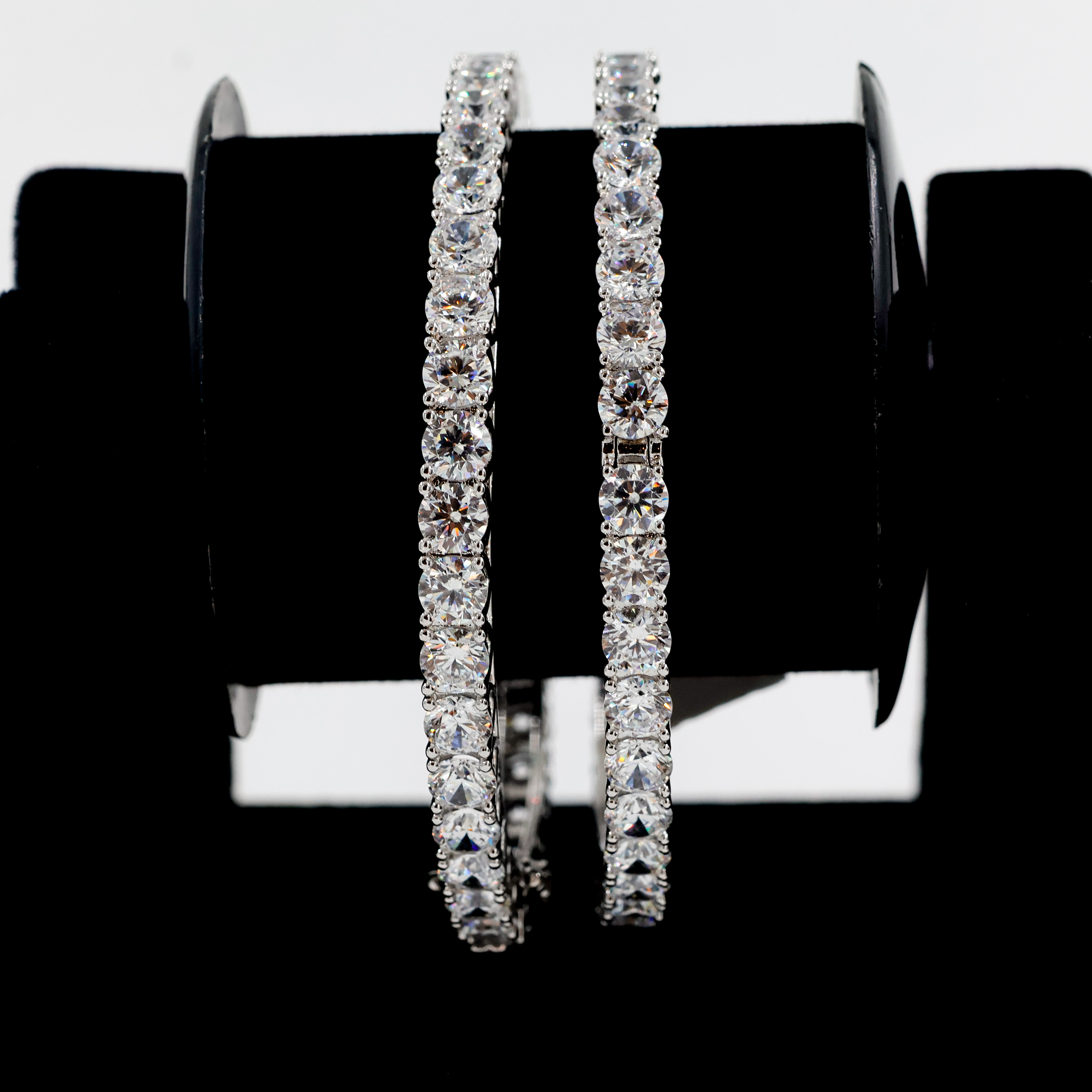 Dazzling American Diamond Silver Bangles - Silver Bangle