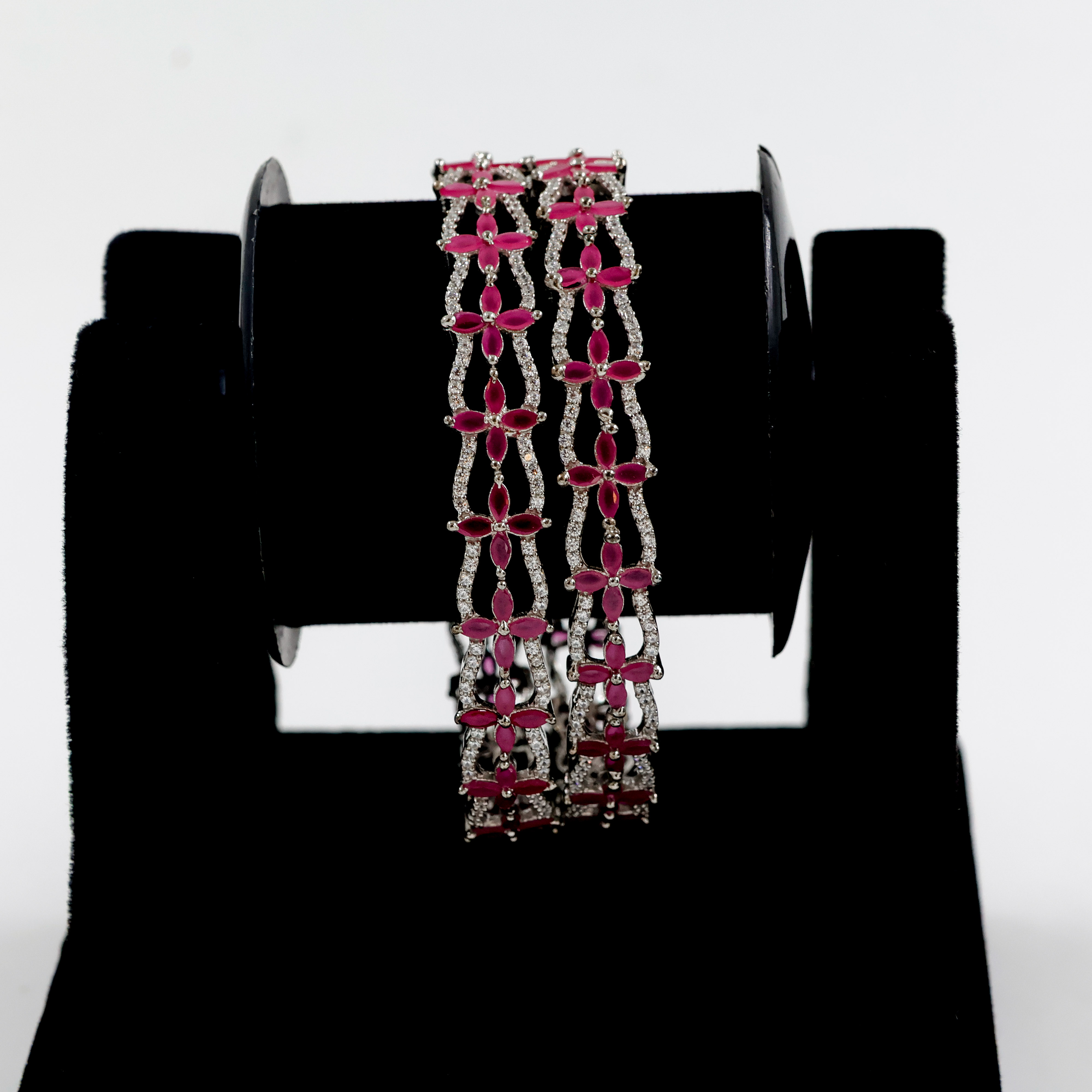 Ruby Elegance Silver Bangles - Silver Bangle