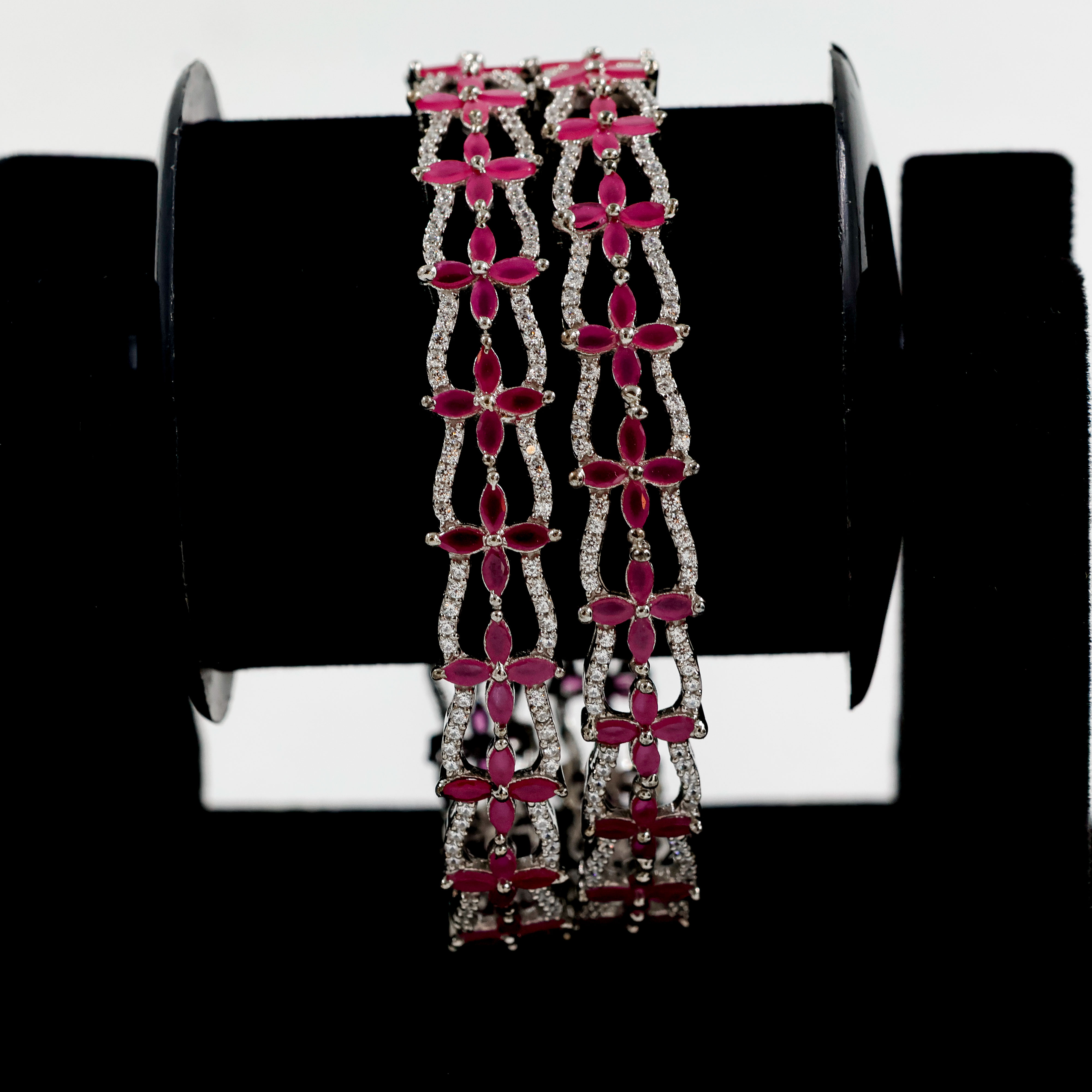 Ruby Elegance Silver Bangles - Silver Bangle