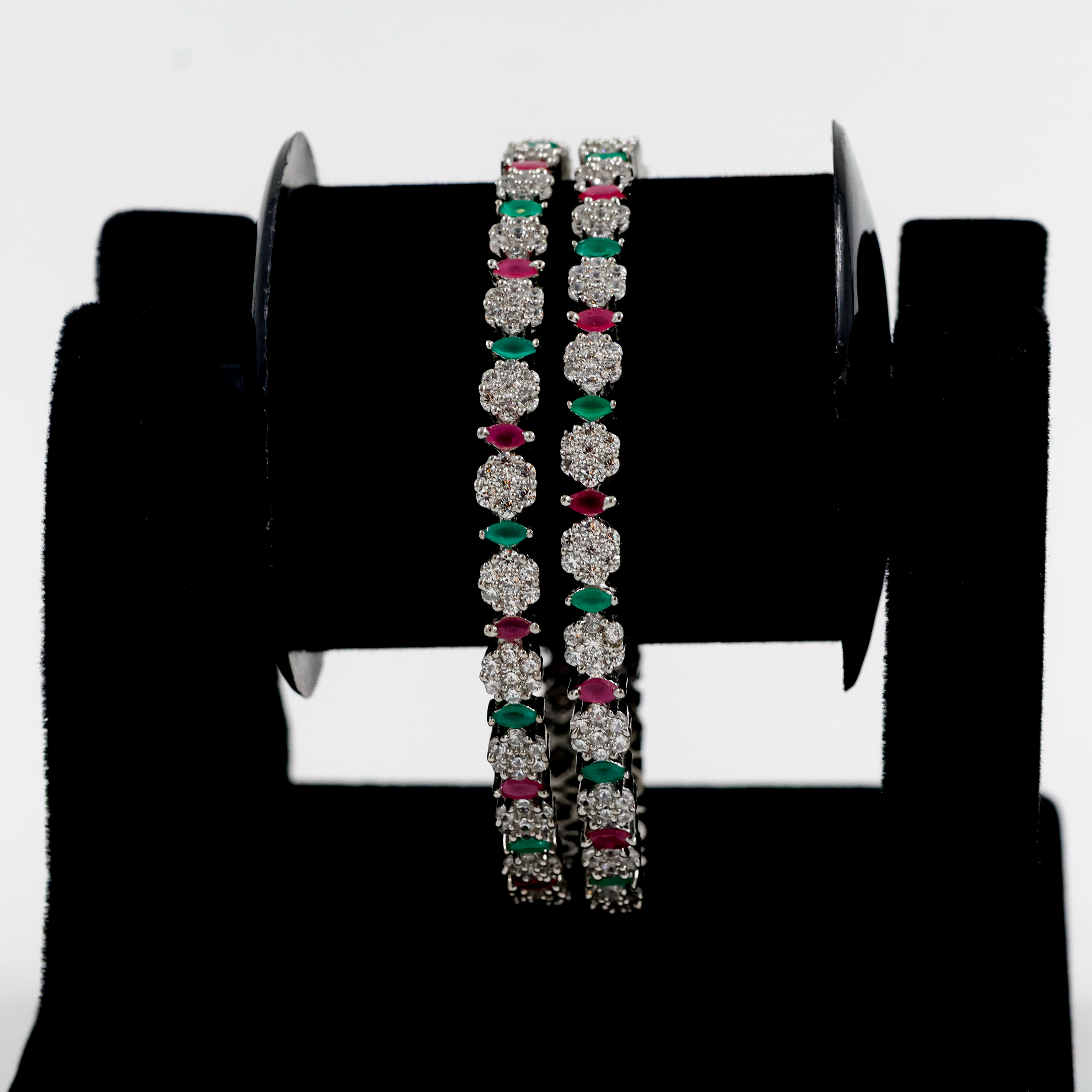 Silver Bangles with Elegant Stones - Silver Bangle