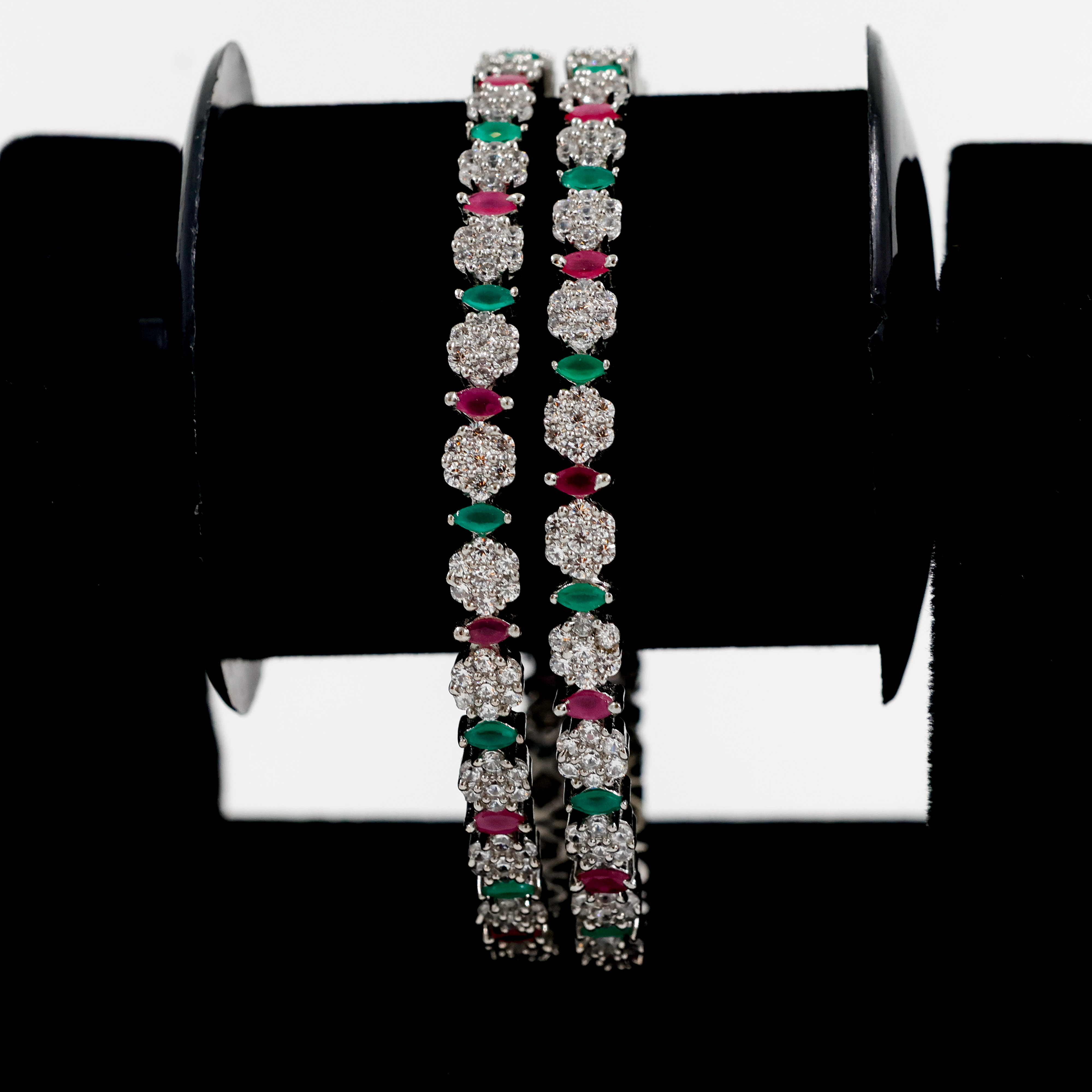 Silver Bangles with Elegant Stones - Silver Bangle