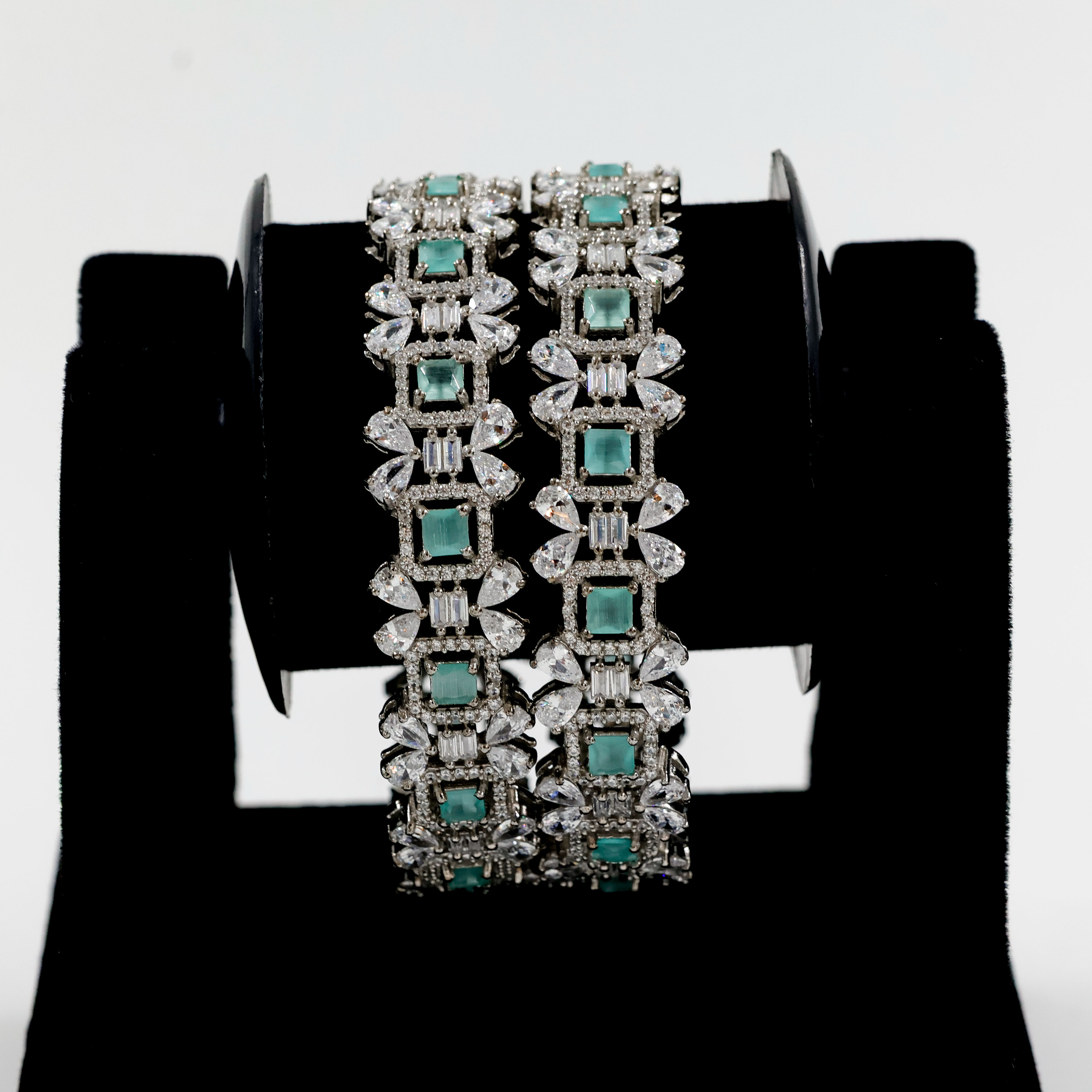 Emerald Radiance Designer Silver Bangles - Silver Bangle