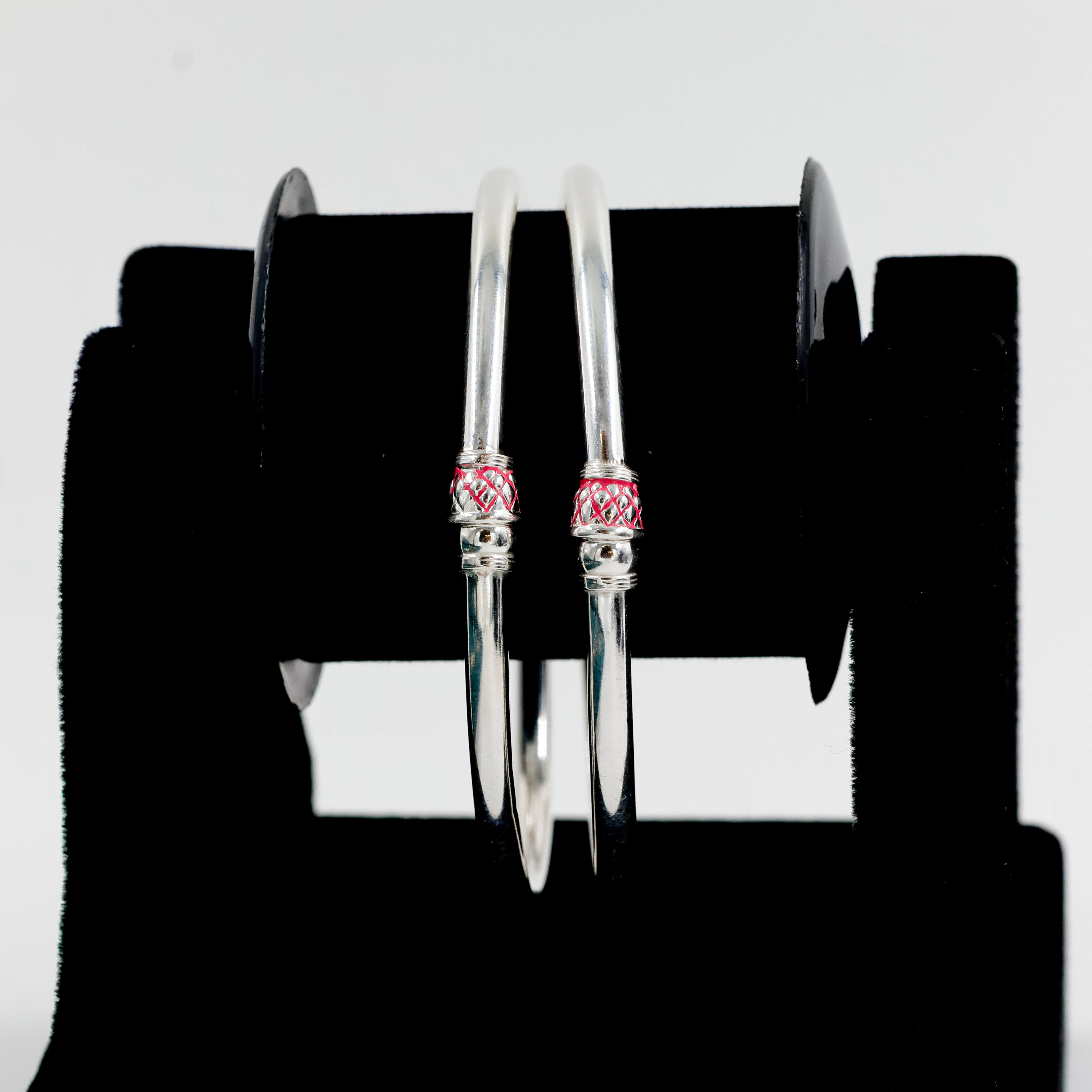 Pink Design Silver Bangles - Silver Bangle