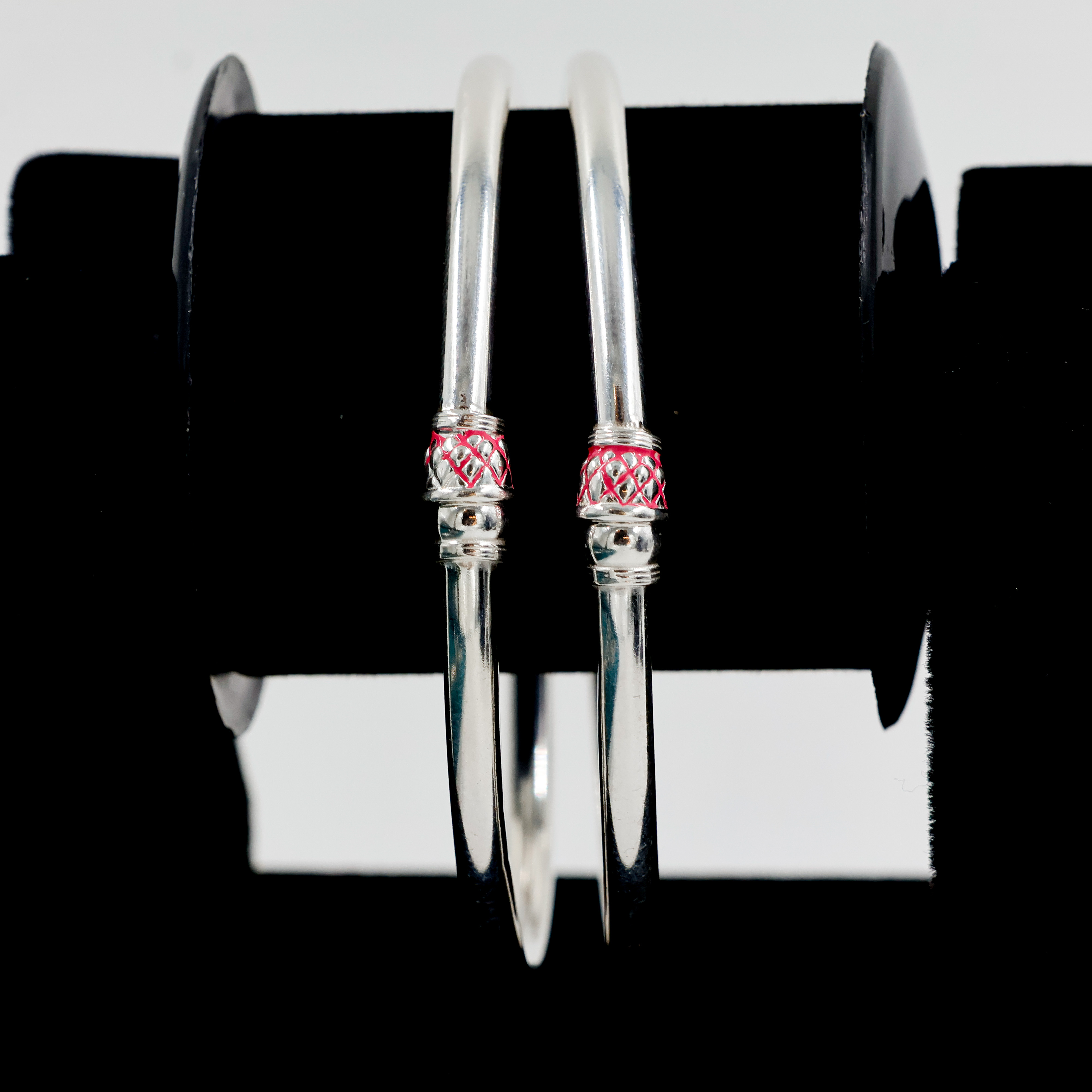 Pink Design Silver Bangles - Silver Bangle