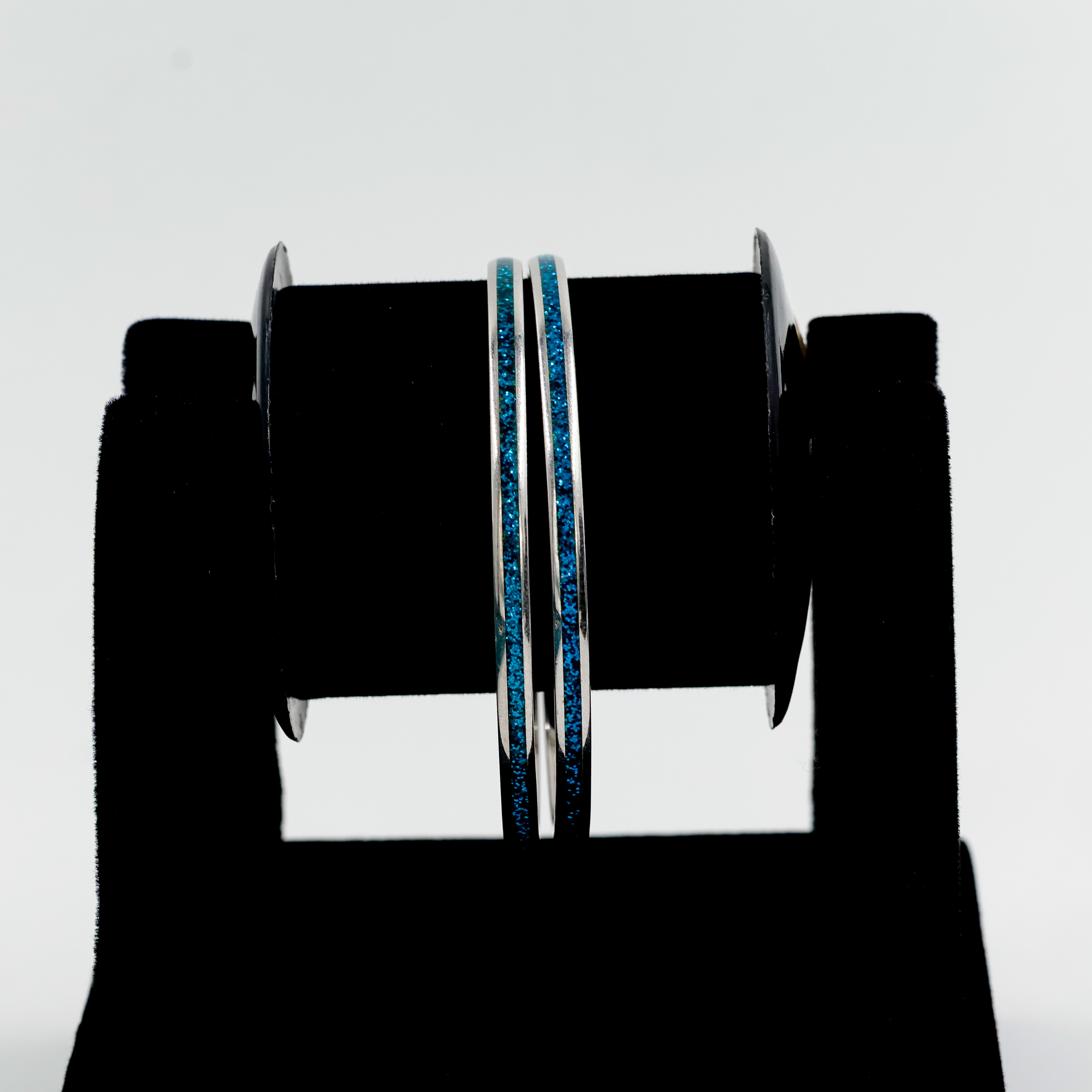 Blue Resin Silver Bangle - Silver Bangle