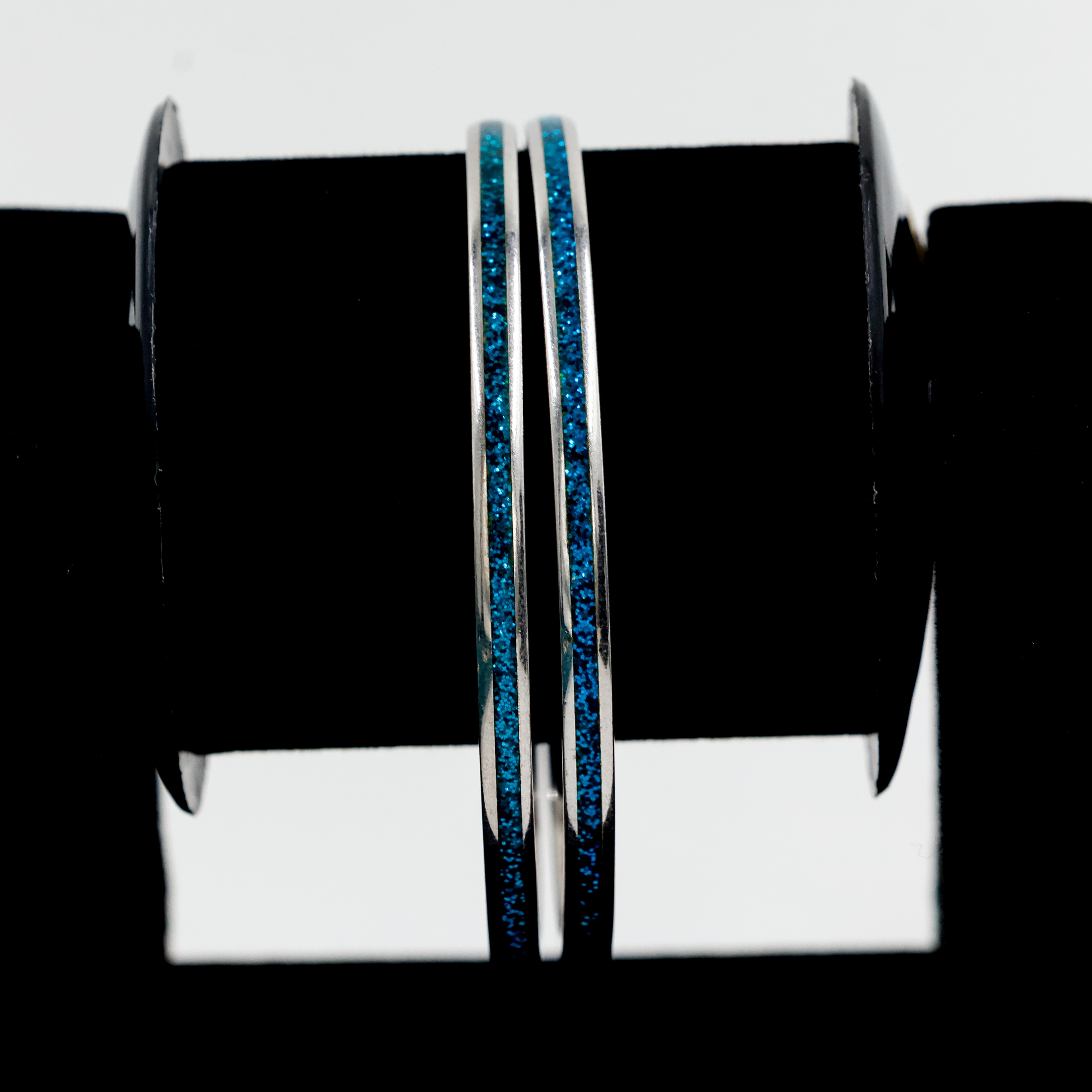 Blue Resin Silver Bangle - Silver Bangle