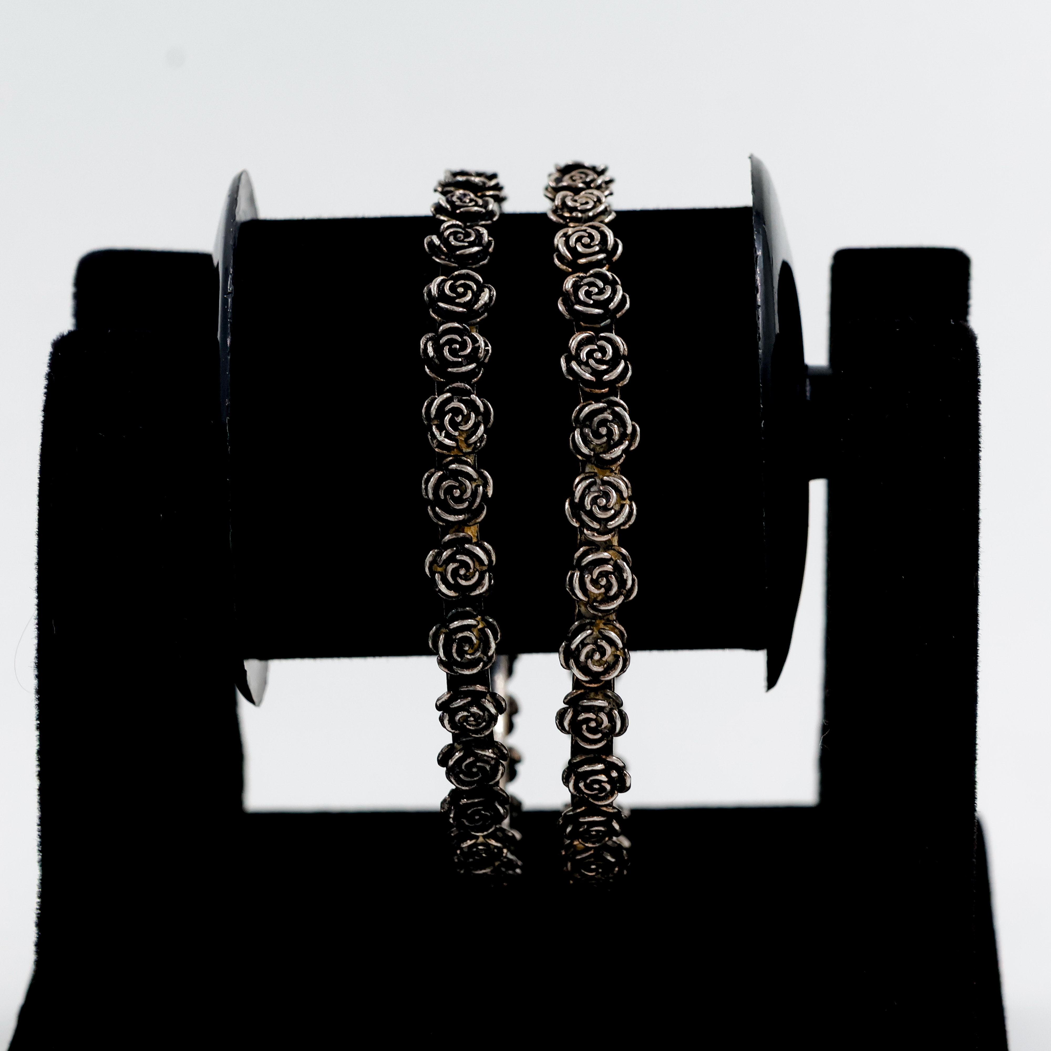 Rose Design Silver Bangles - Silver Bangle