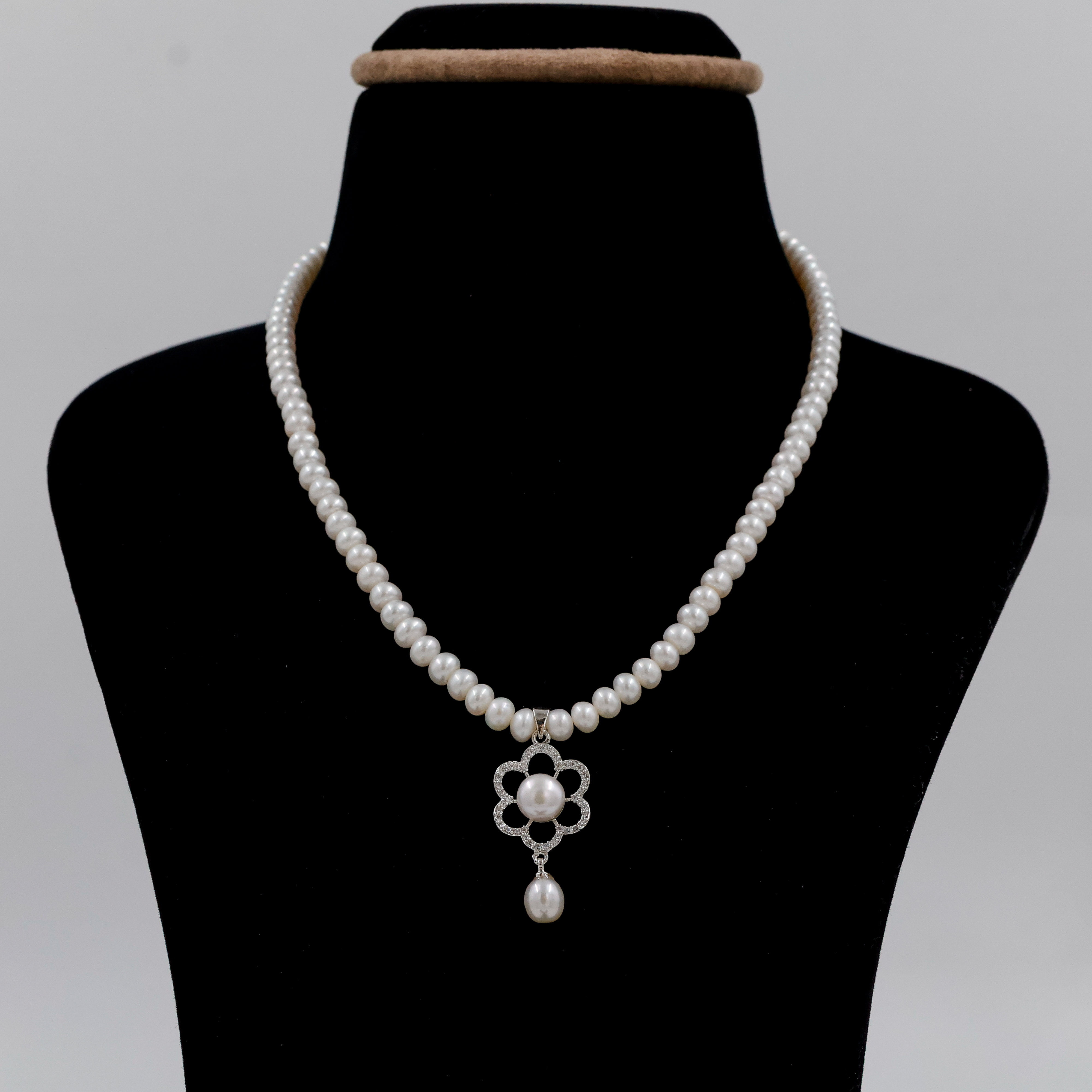 CZ Flower Pearls Set - 