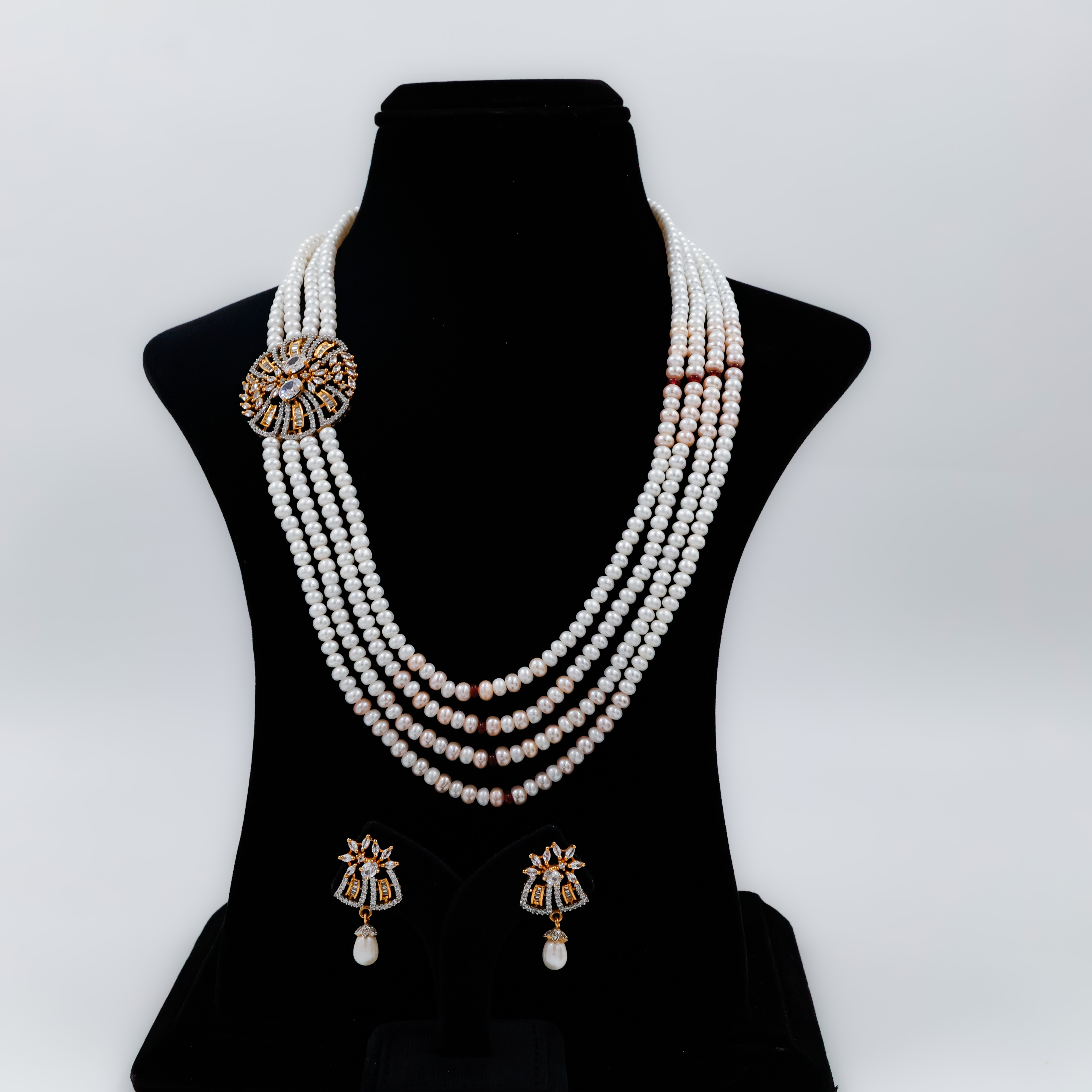 Regal Layers Multi-Strand Pearl Set - 
