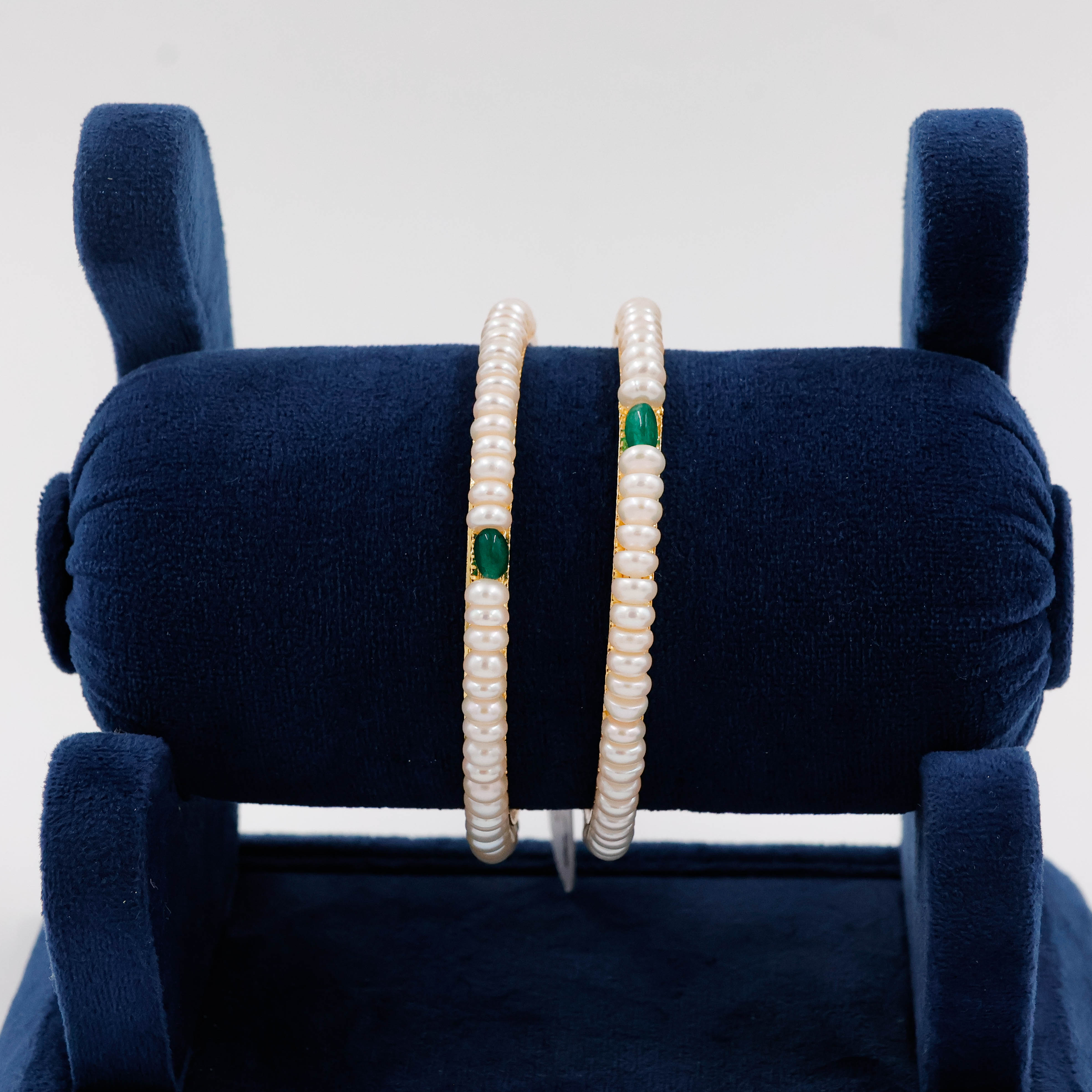 Royal Emerald Pearl Bangles - 